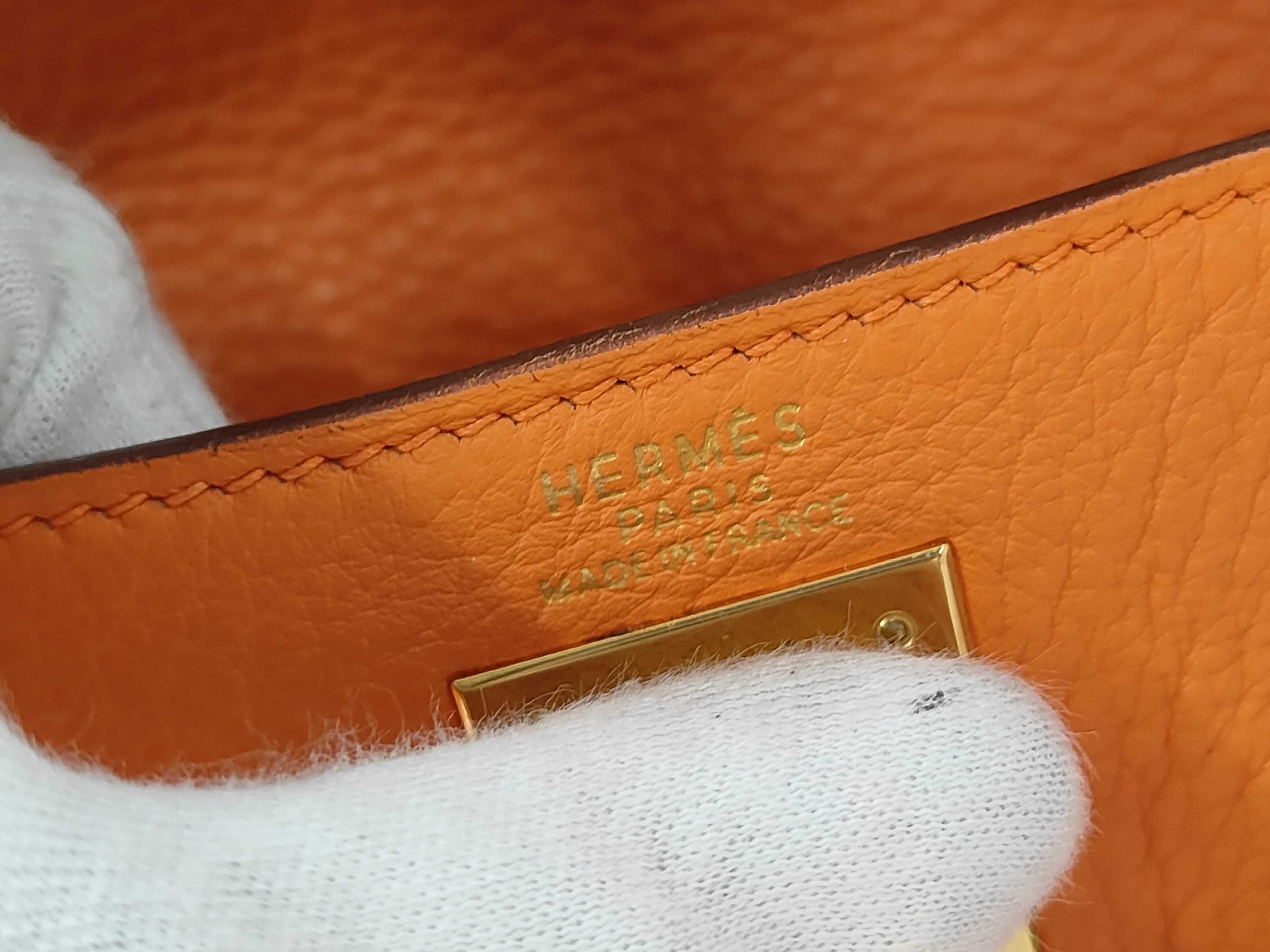 Kelly 32 Orange Gold Hardware G Stamp Handbag — view 10