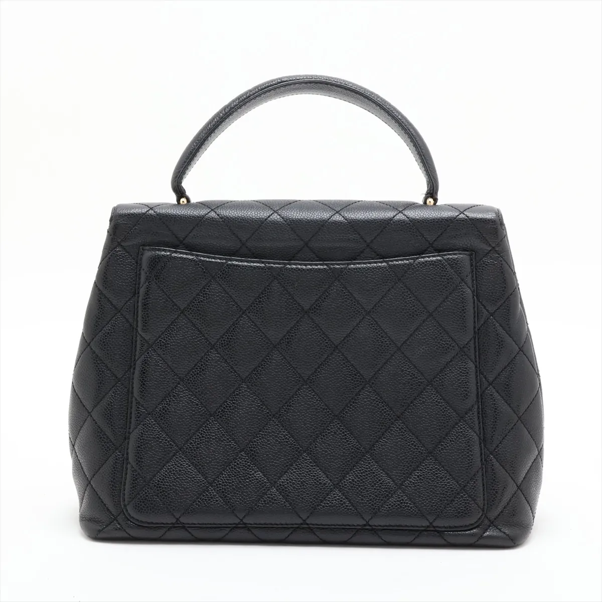 Matelassé Caviar Skin Handbag, Top Handle, Black with Gold Hardware, 6600377, Series 6 — view 2