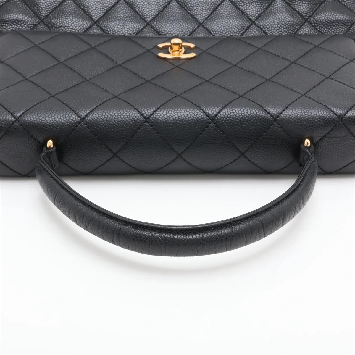 Matelassé Caviar Skin Handbag, Top Handle, Black with Gold Hardware, 6600377, Series 6 — view 5