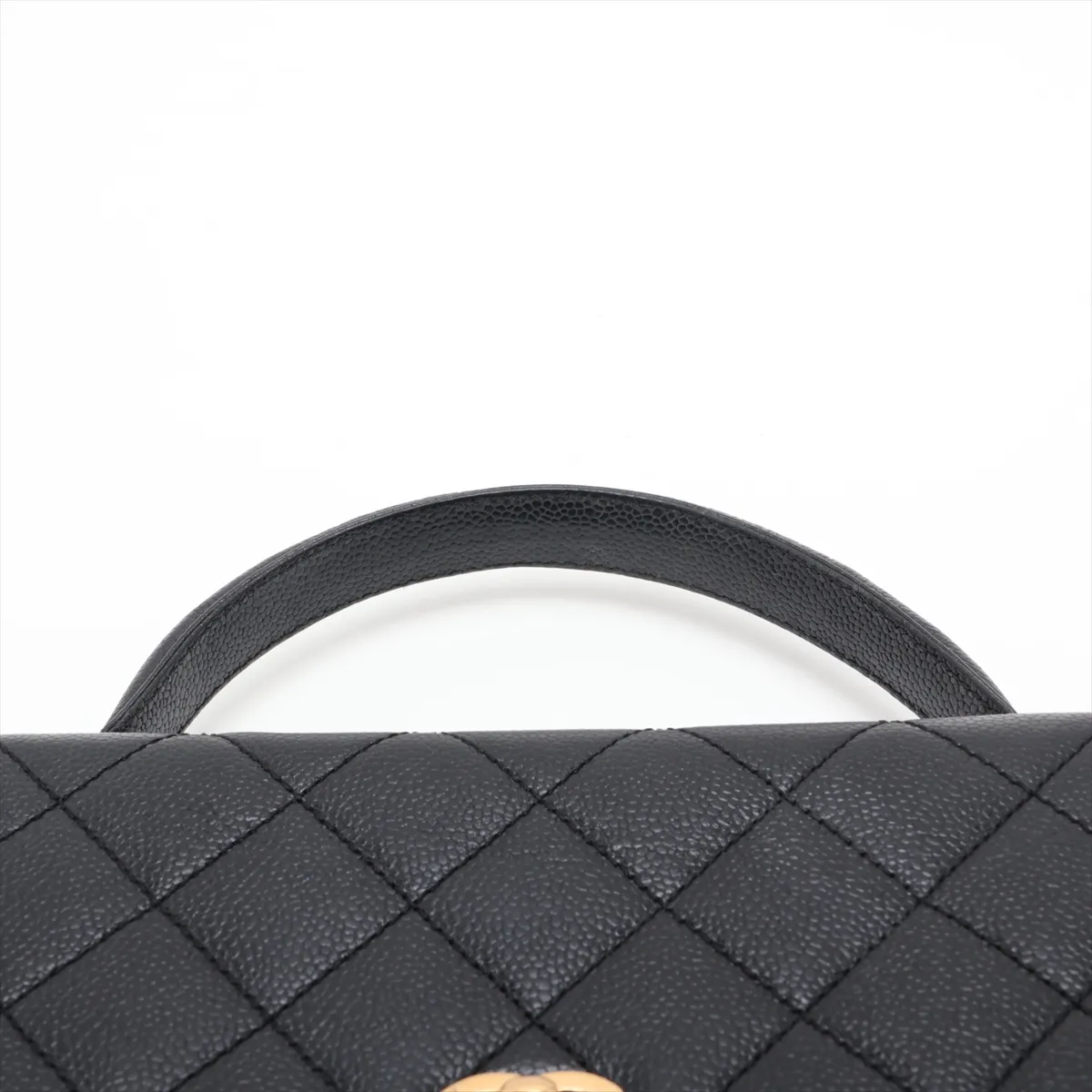 Matelassé Caviar Skin Handbag, Top Handle, Black with Gold Hardware, 6600377, Series 6 — view 6