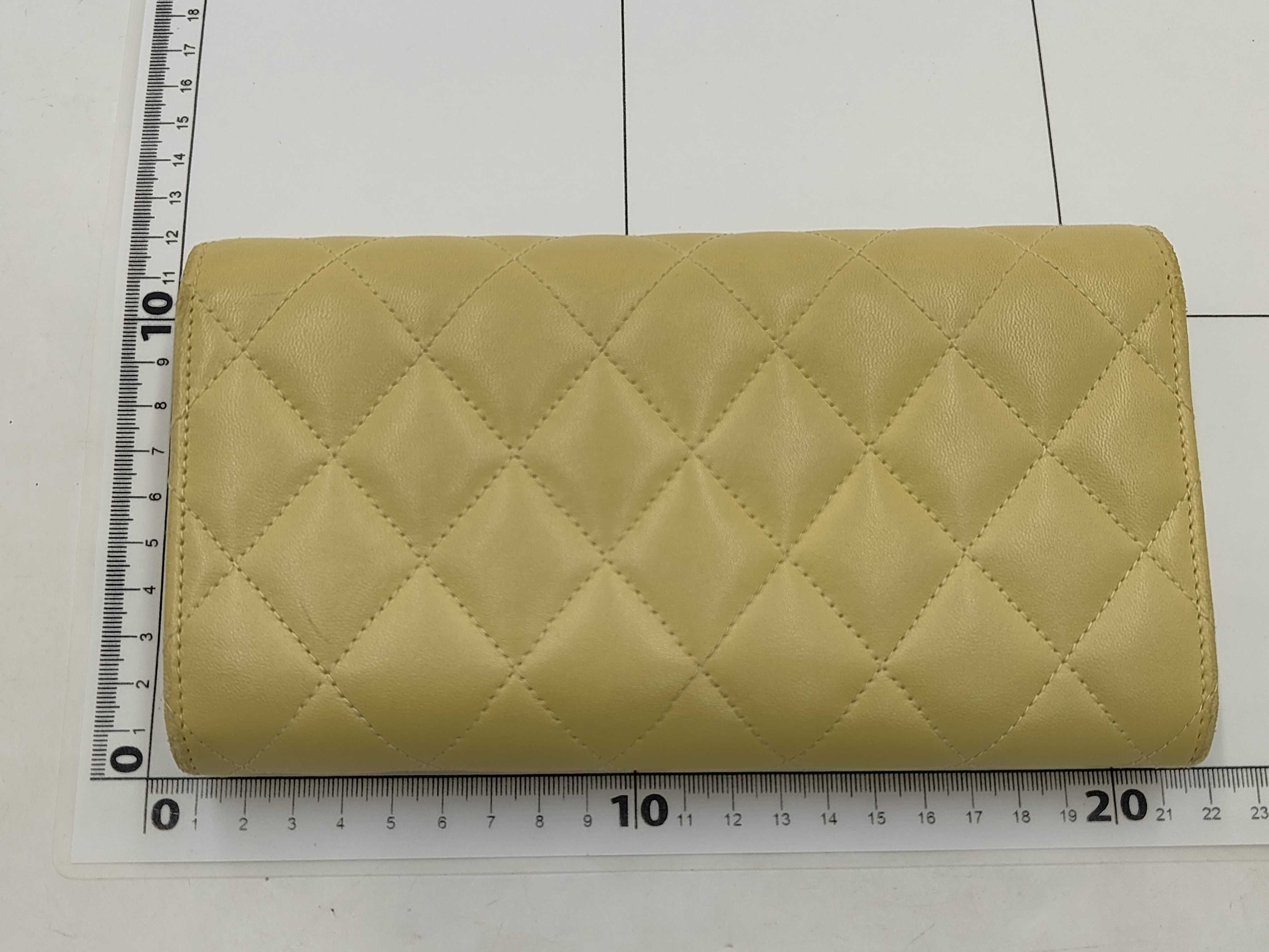 Matelassé Long Wallet, Lambskin, Yellow — view 2