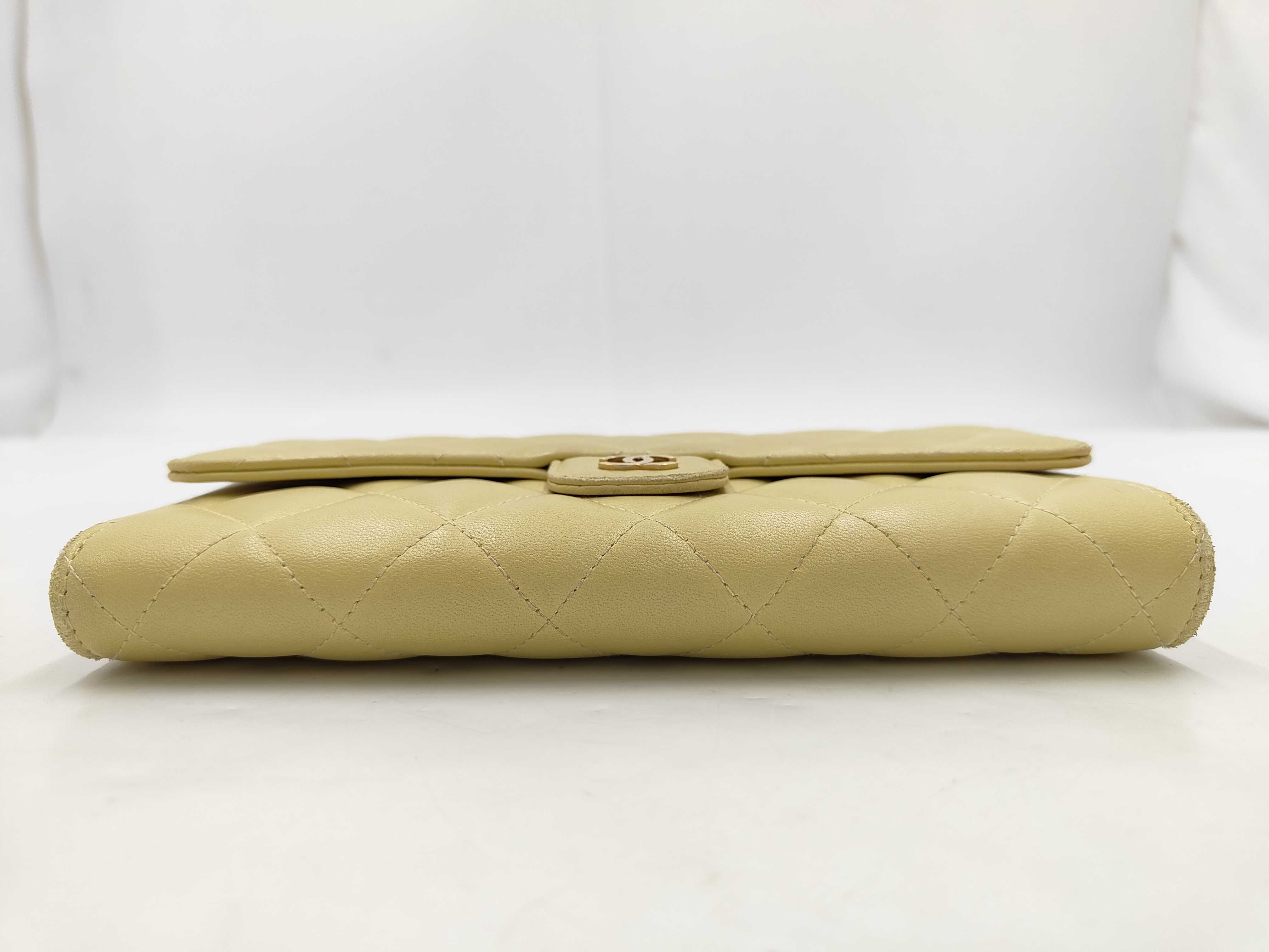 Matelassé Long Wallet, Lambskin, Yellow — view 4
