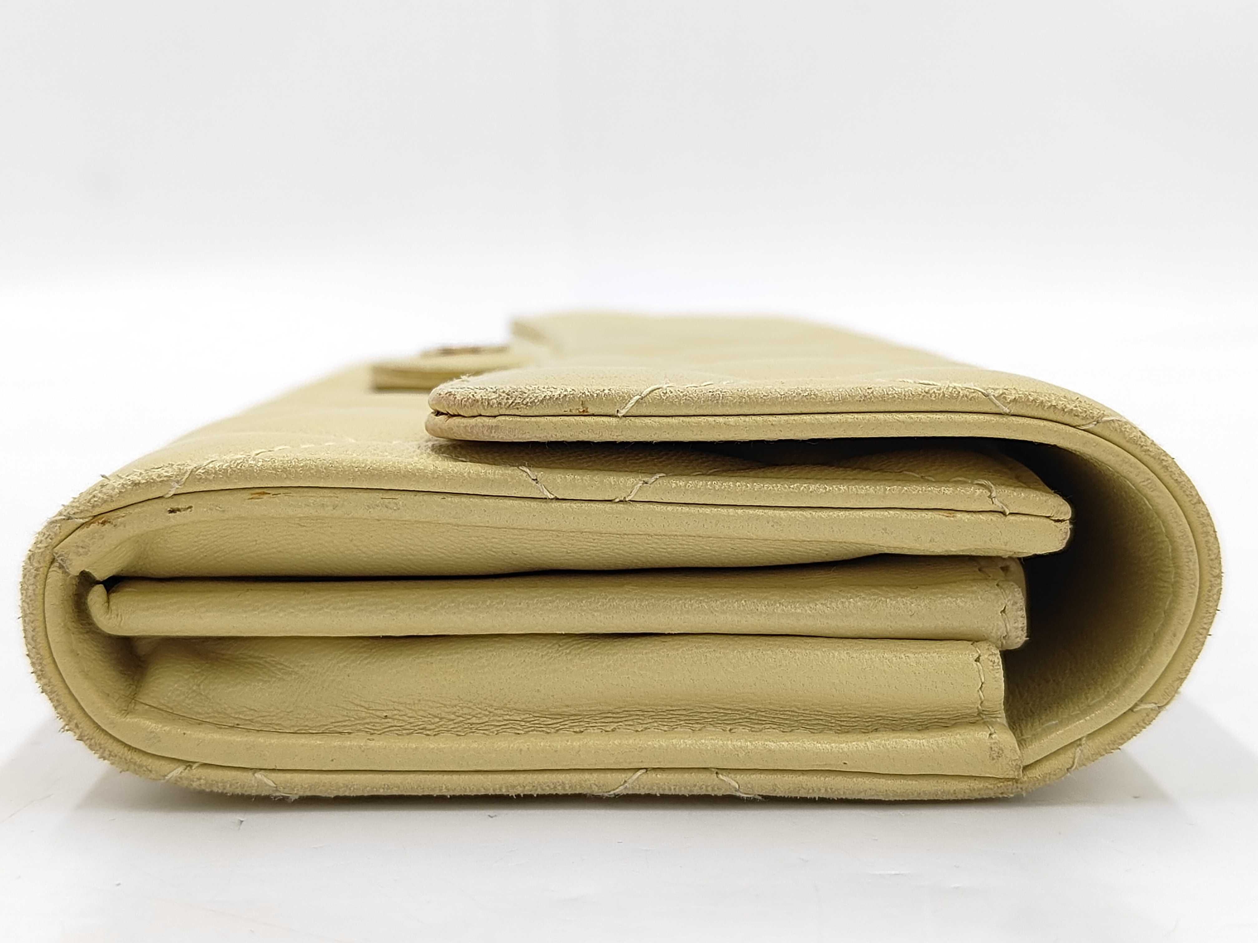 Matelassé Long Wallet, Lambskin, Yellow — view 5