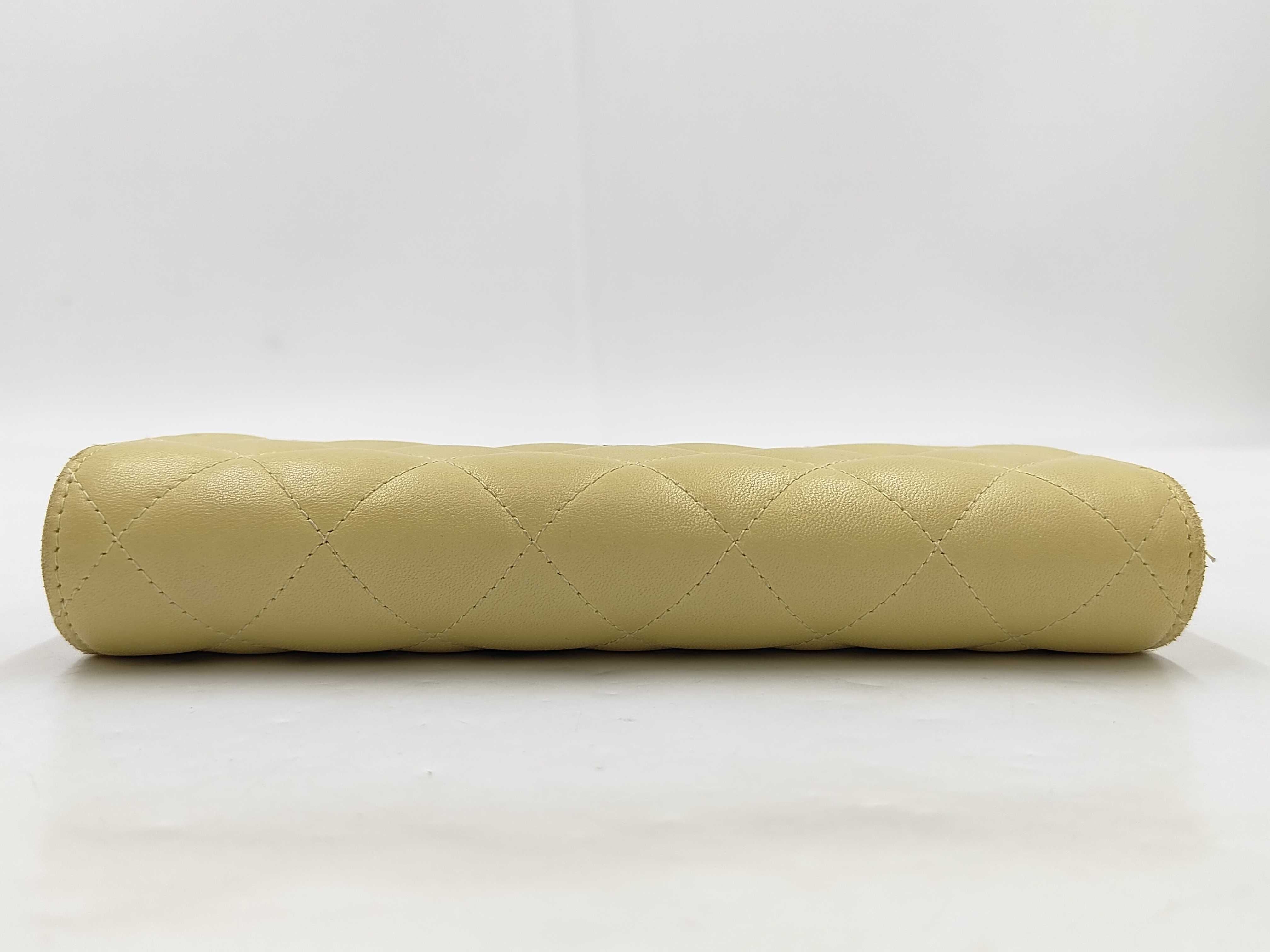 Matelassé Long Wallet, Lambskin, Yellow — view 6