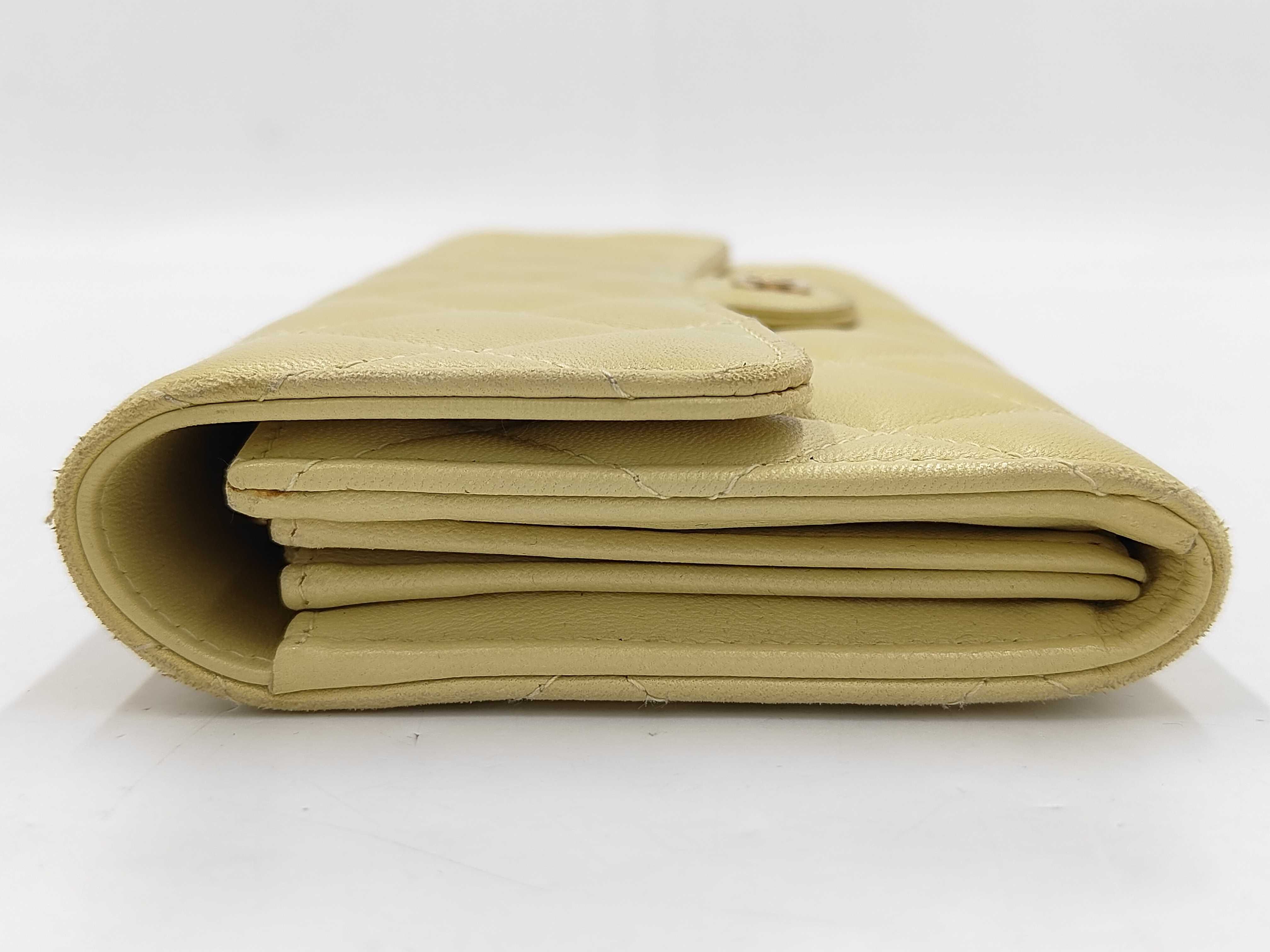 Matelassé Long Wallet, Lambskin, Yellow — view 7