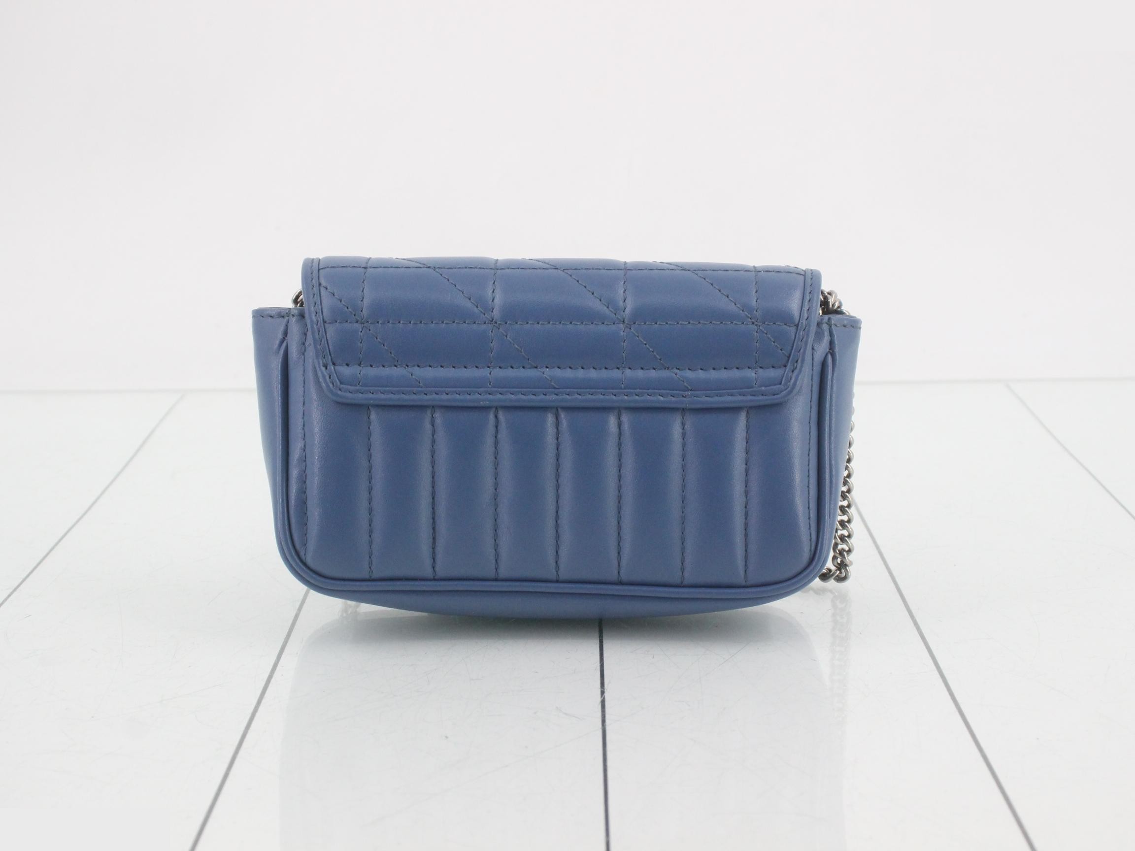 GG Marmont Leather Chain Shoulder Bag, Blue — view 2