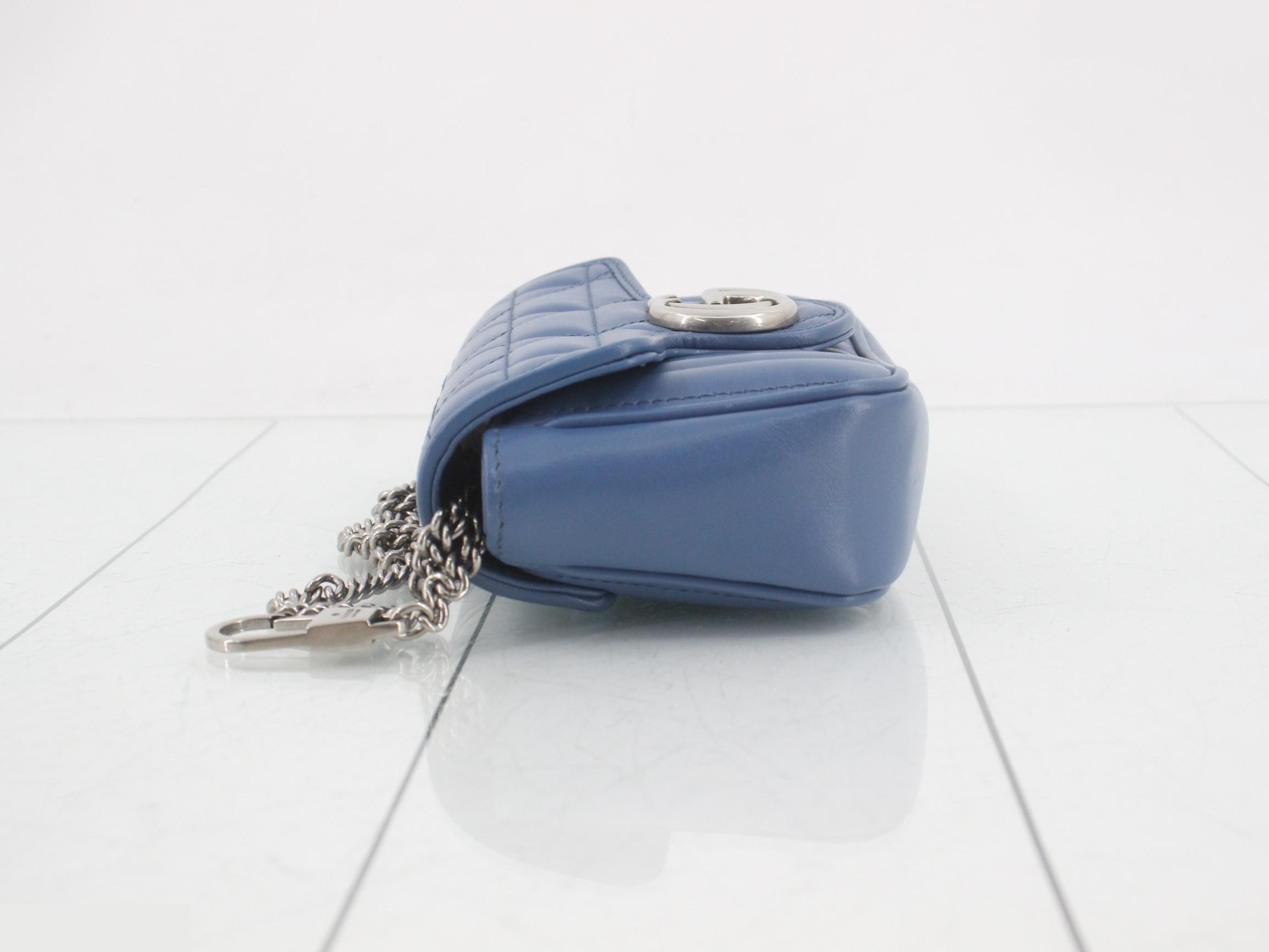 GG Marmont Leather Chain Shoulder Bag, Blue — view 4