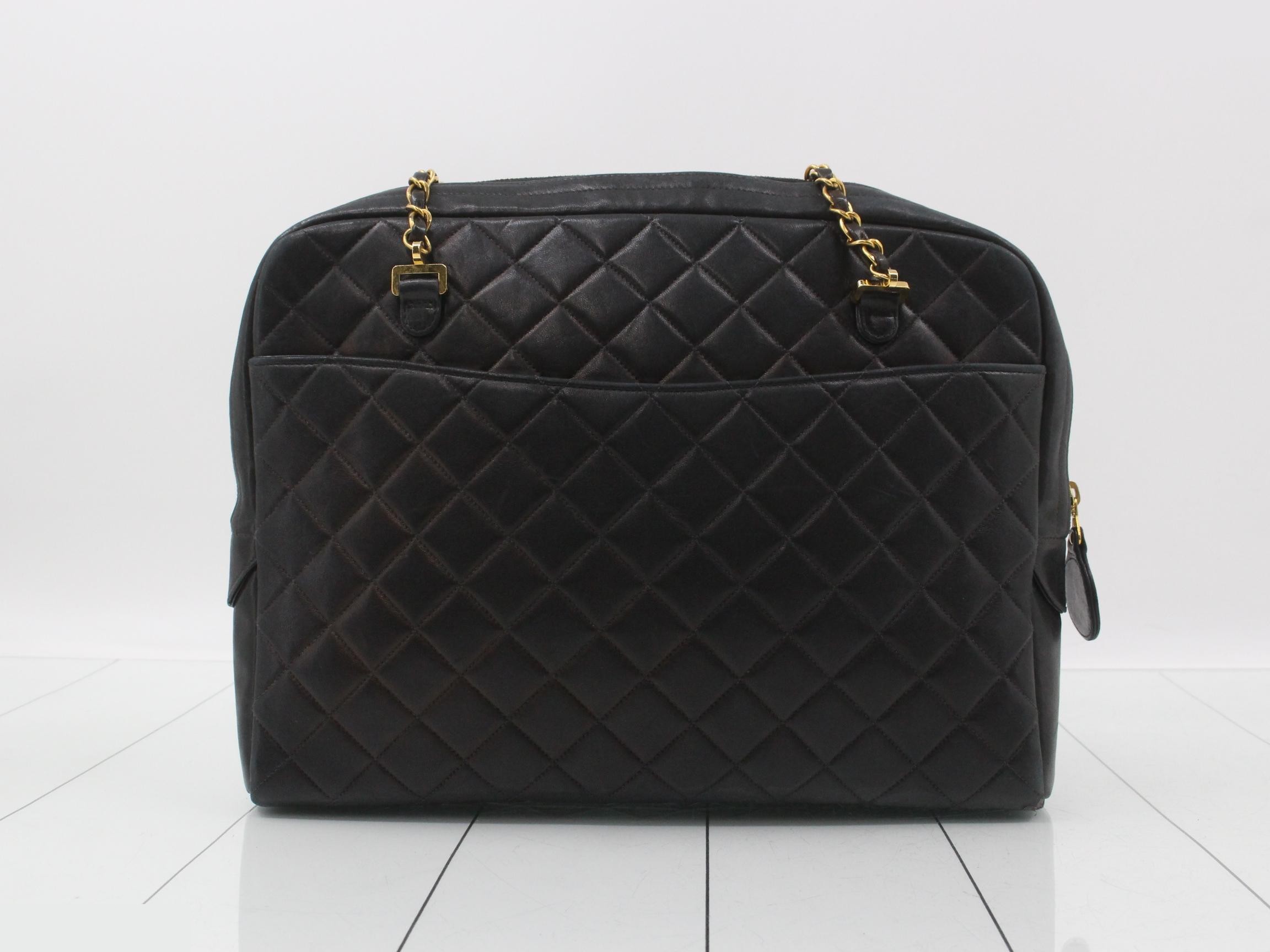 Matelassé Lambskin Chain Tote Bag — view 2