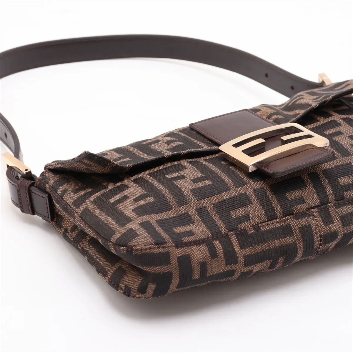 Zucca Mamma Bucket Canvas x Leather Shoulder Bag, Brown — view 4