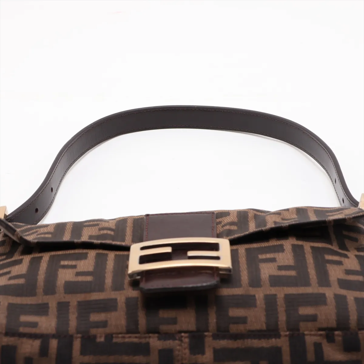 Zucca Mamma Bucket Canvas x Leather Shoulder Bag, Brown — view 6