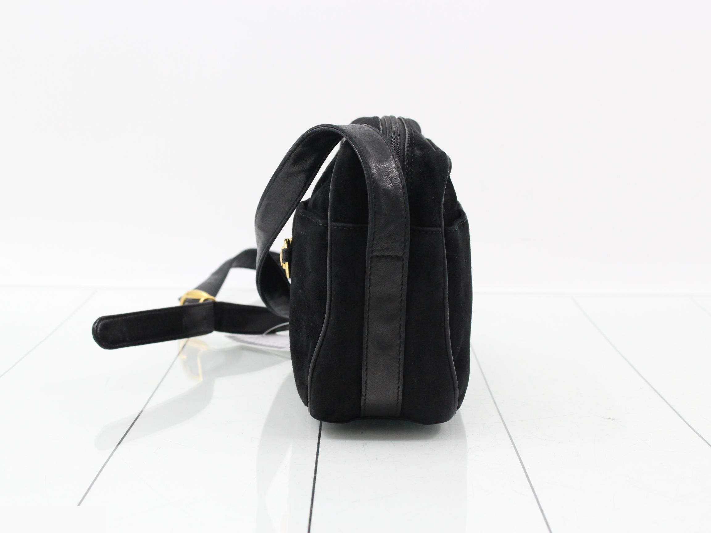 Horsebit Suede Camera Black Shoulder Bag — view 3