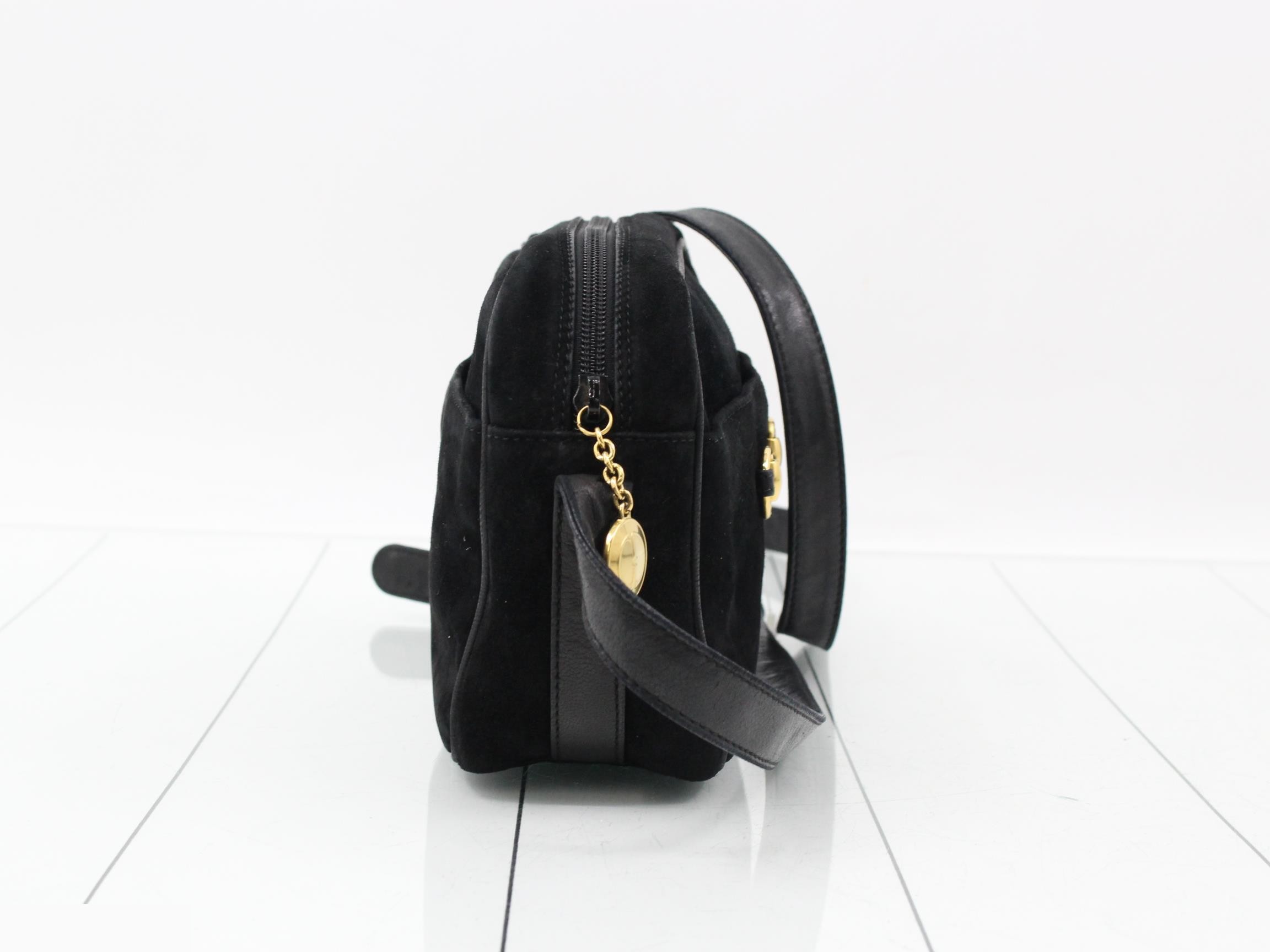 Horsebit Suede Camera Black Shoulder Bag — view 4