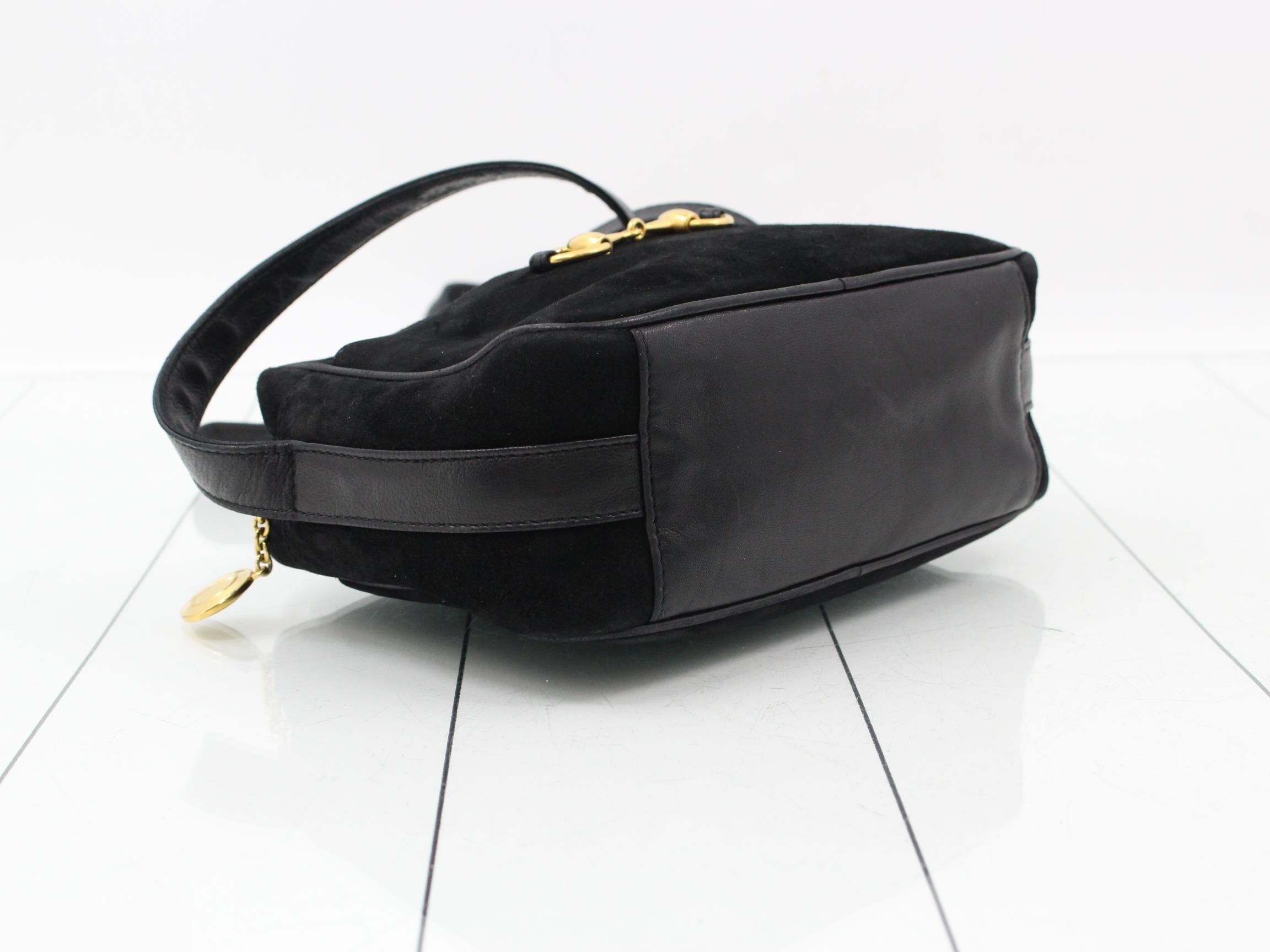 Horsebit Suede Camera Black Shoulder Bag — view 5