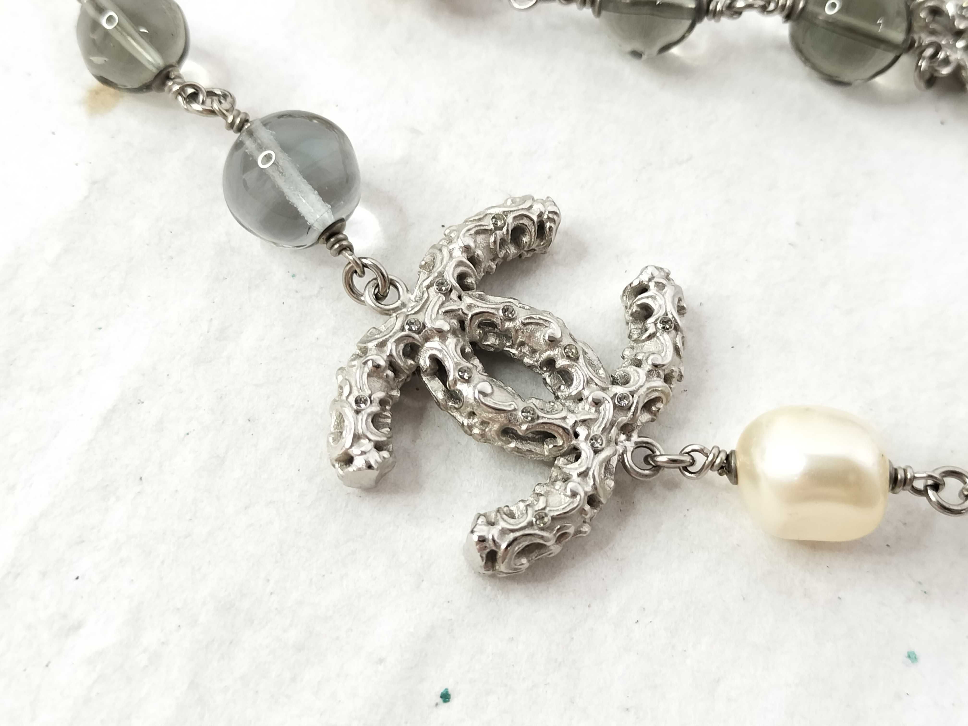 Coco Mark B14A Coco Pearl Rhinestone Long Necklace — view 2