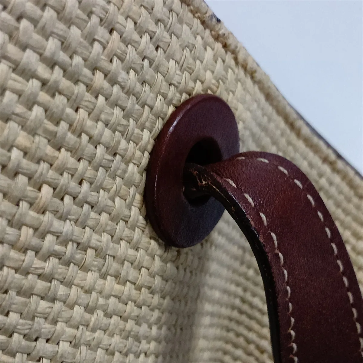 Coco Mark Raffia x Leather Tote Bag, Beige x Brown, Gold Hardware, 5592747 (Serial Number 5) — view 14