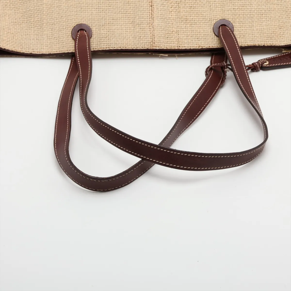 Coco Mark Raffia x Leather Tote Bag, Beige x Brown, Gold Hardware, 5592747 (Serial Number 5) — view 5