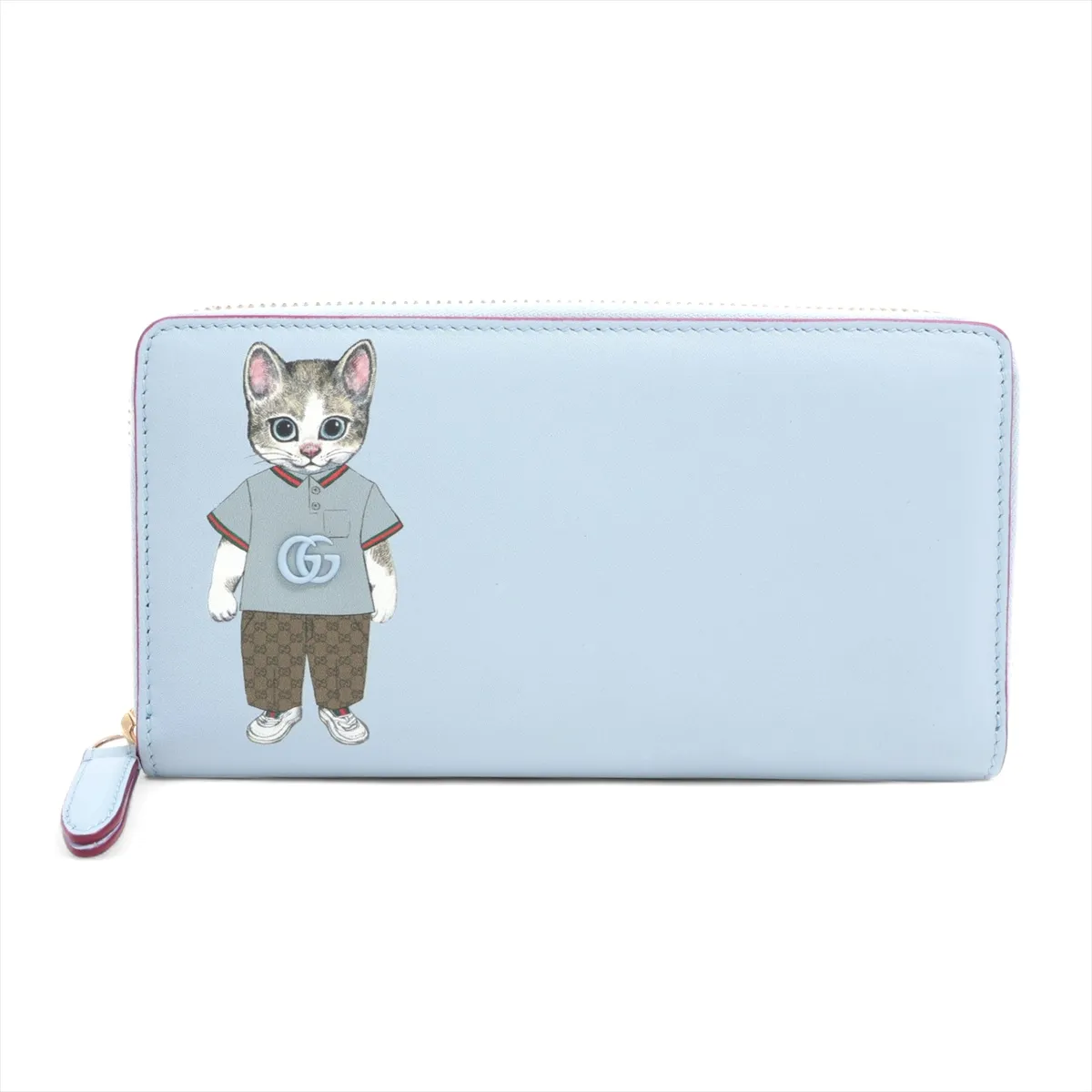 x Yuko Higuchi 847918 Leather Round Zip Wallet, Blue