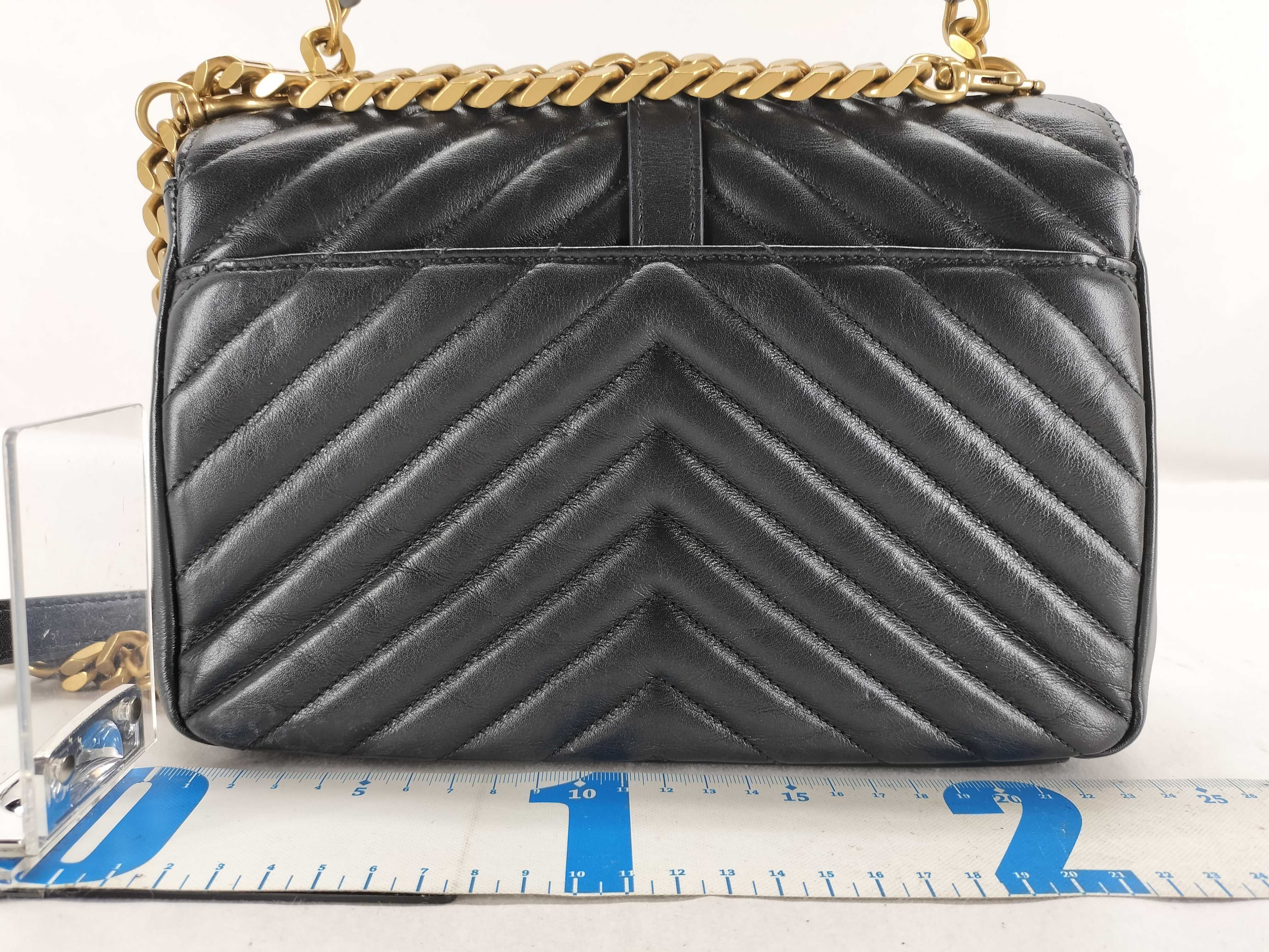 PH-YSL Medium College Quilted Black Leather Shoulder Bag 22cm Handbag — view 2