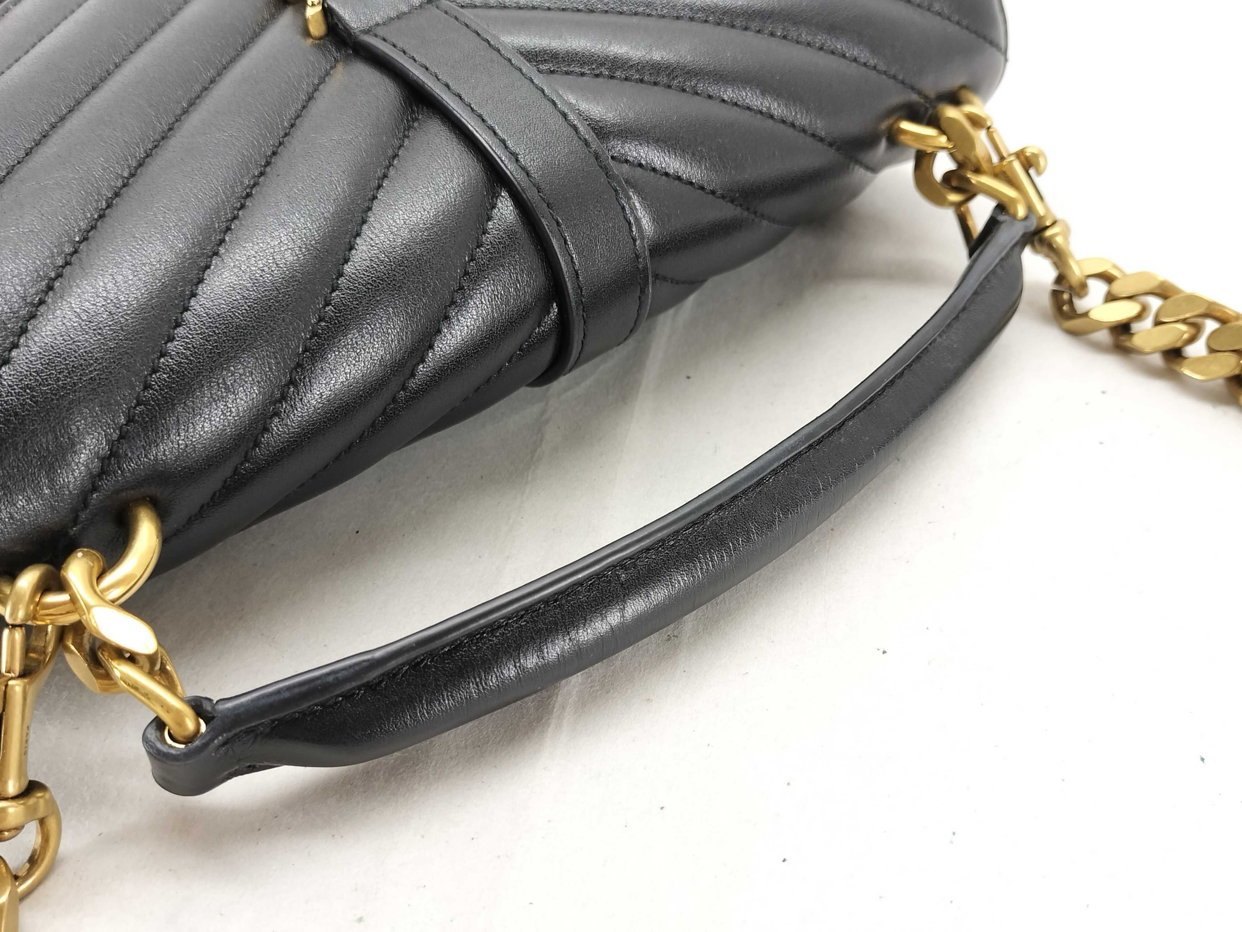 PH-YSL Medium College Quilted Black Leather Shoulder Bag 22cm Handbag — view 3