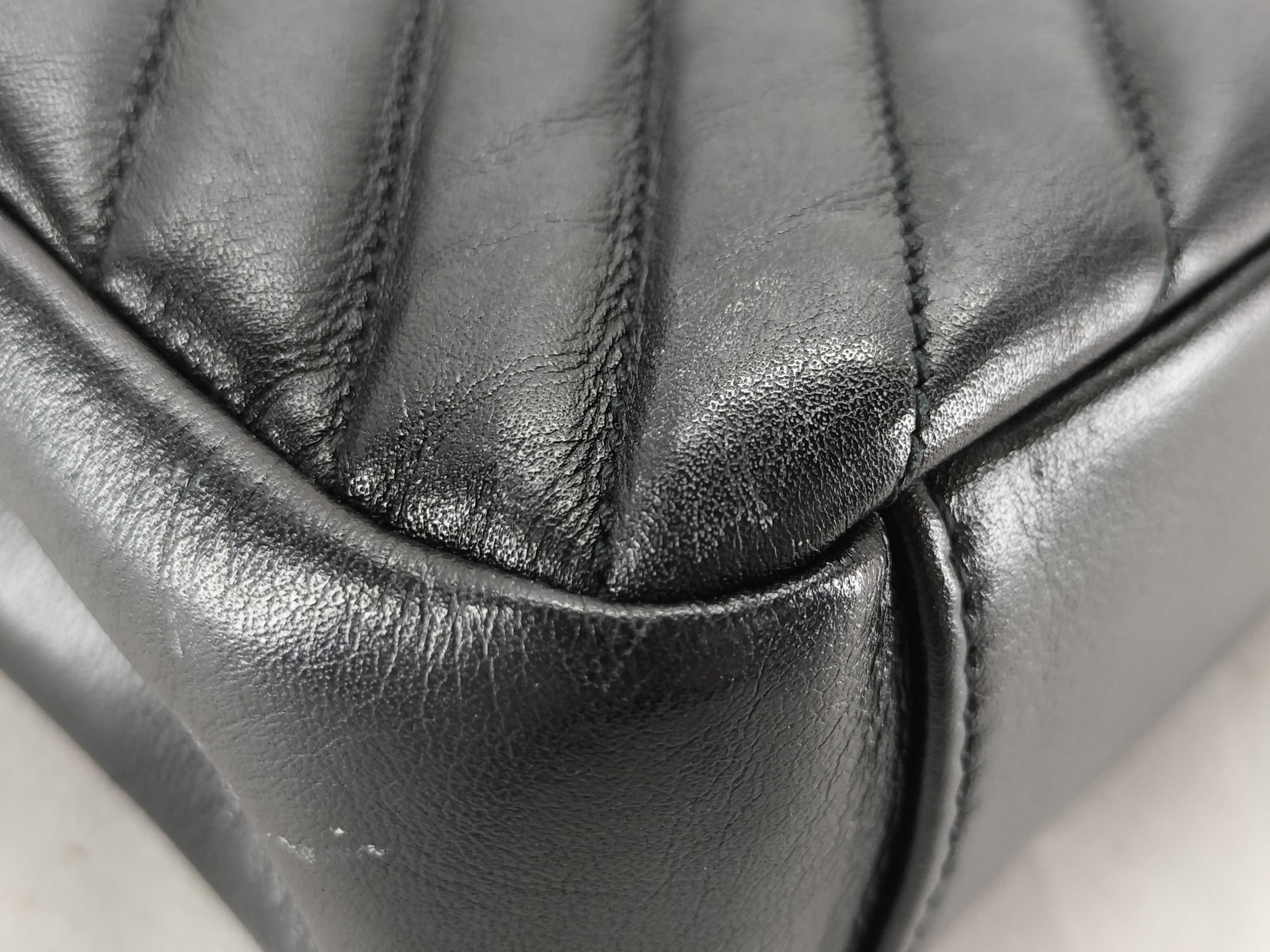 PH-YSL Medium College Quilted Black Leather Shoulder Bag 22cm Handbag — view 7