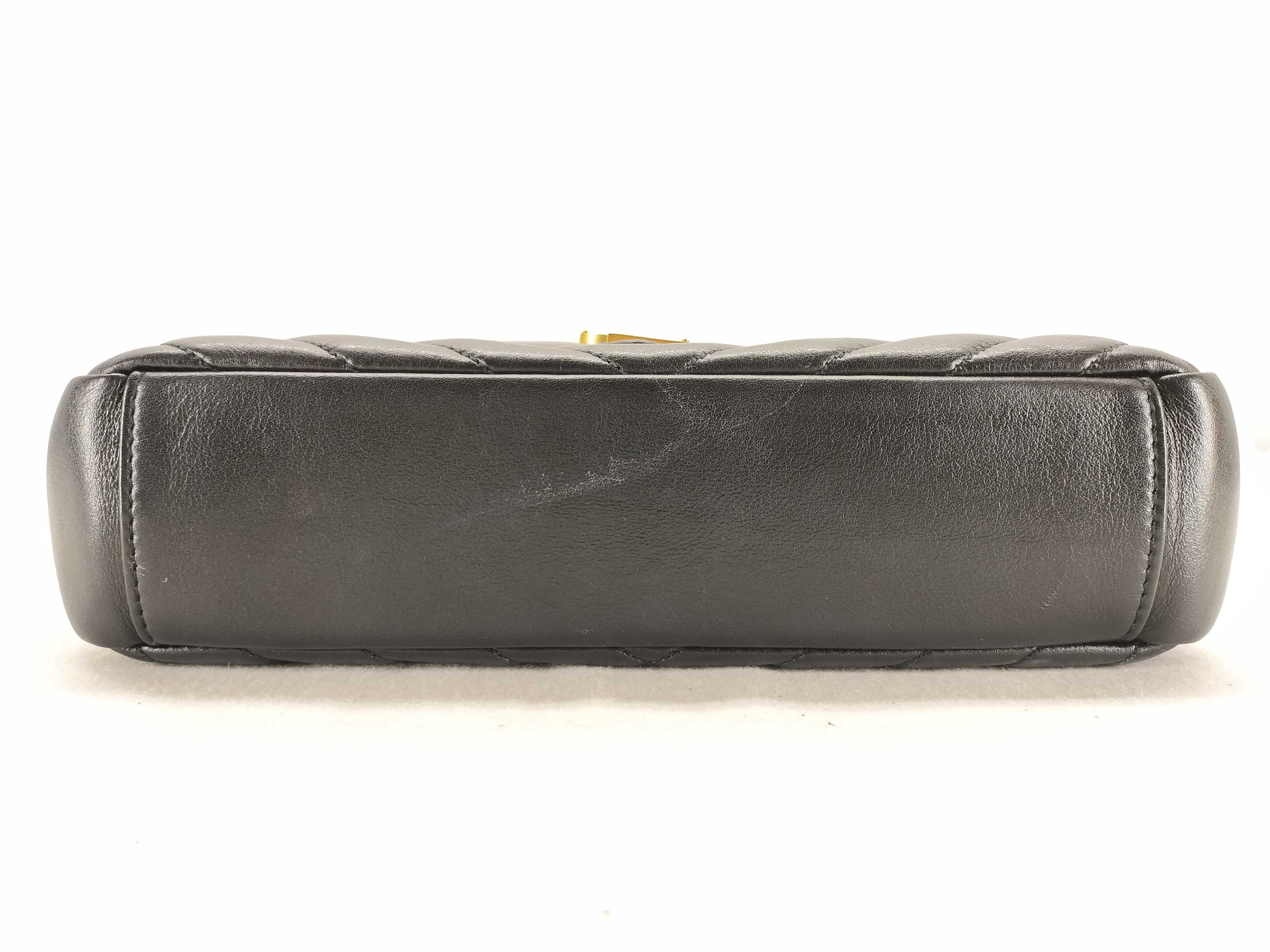 PH-YSL Medium College Quilted Black Leather Shoulder Bag 22cm Handbag — view 8