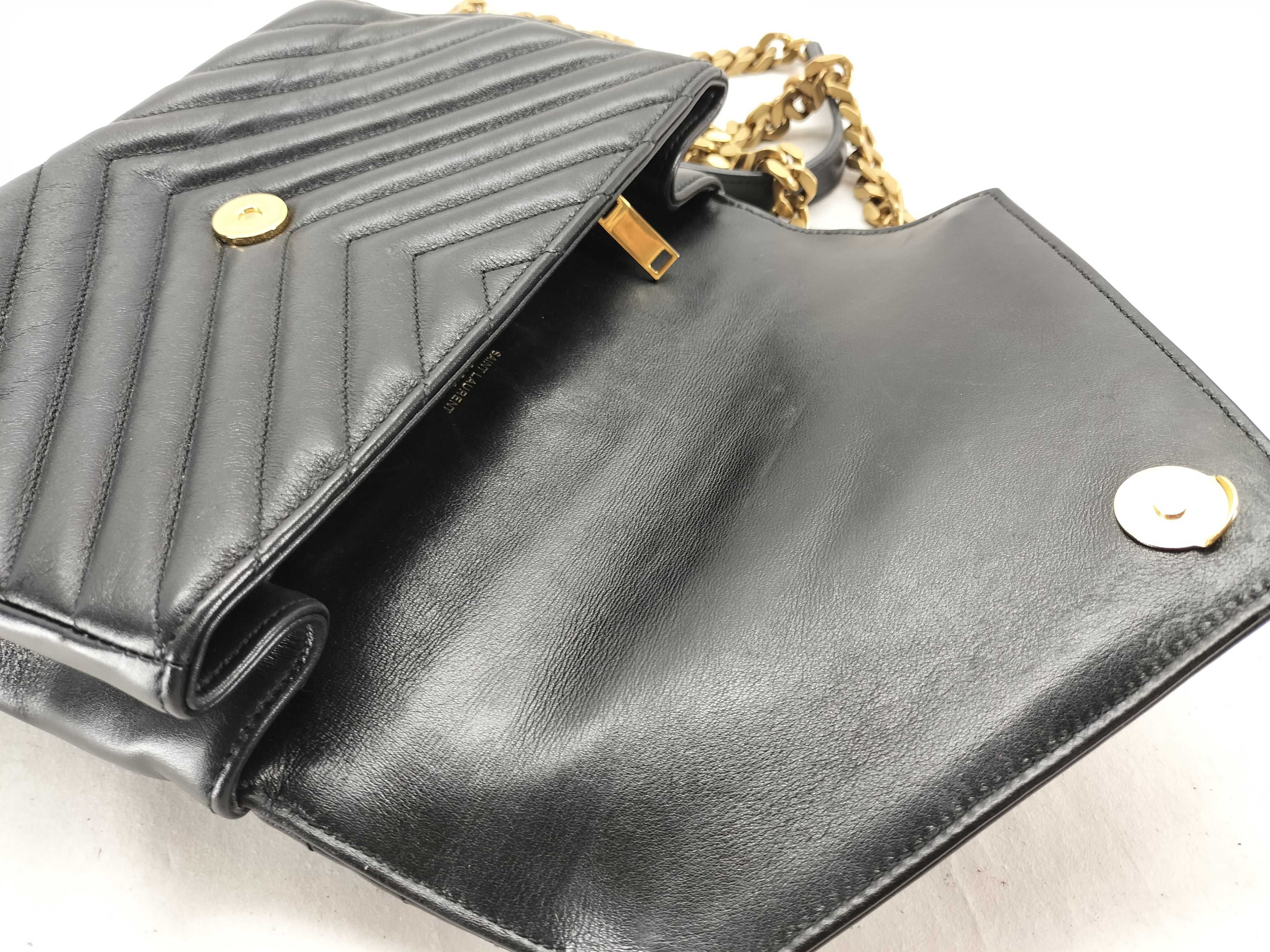 PH-YSL Medium College Quilted Black Leather Shoulder Bag 22cm Handbag — view 9