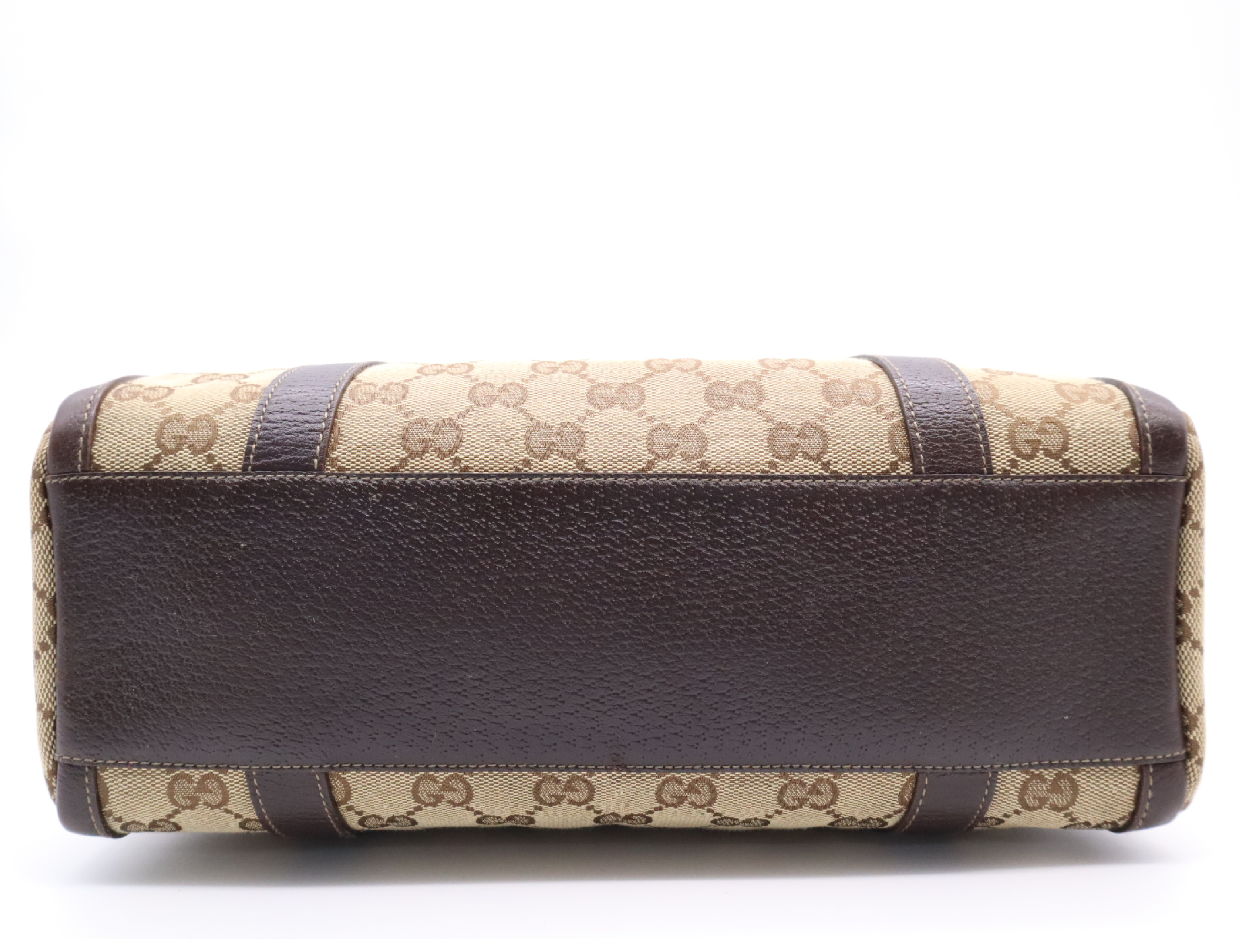 130942 Canvas x Leather GG Canvas Handbag Beige Gold Hardware Handbag — view 4