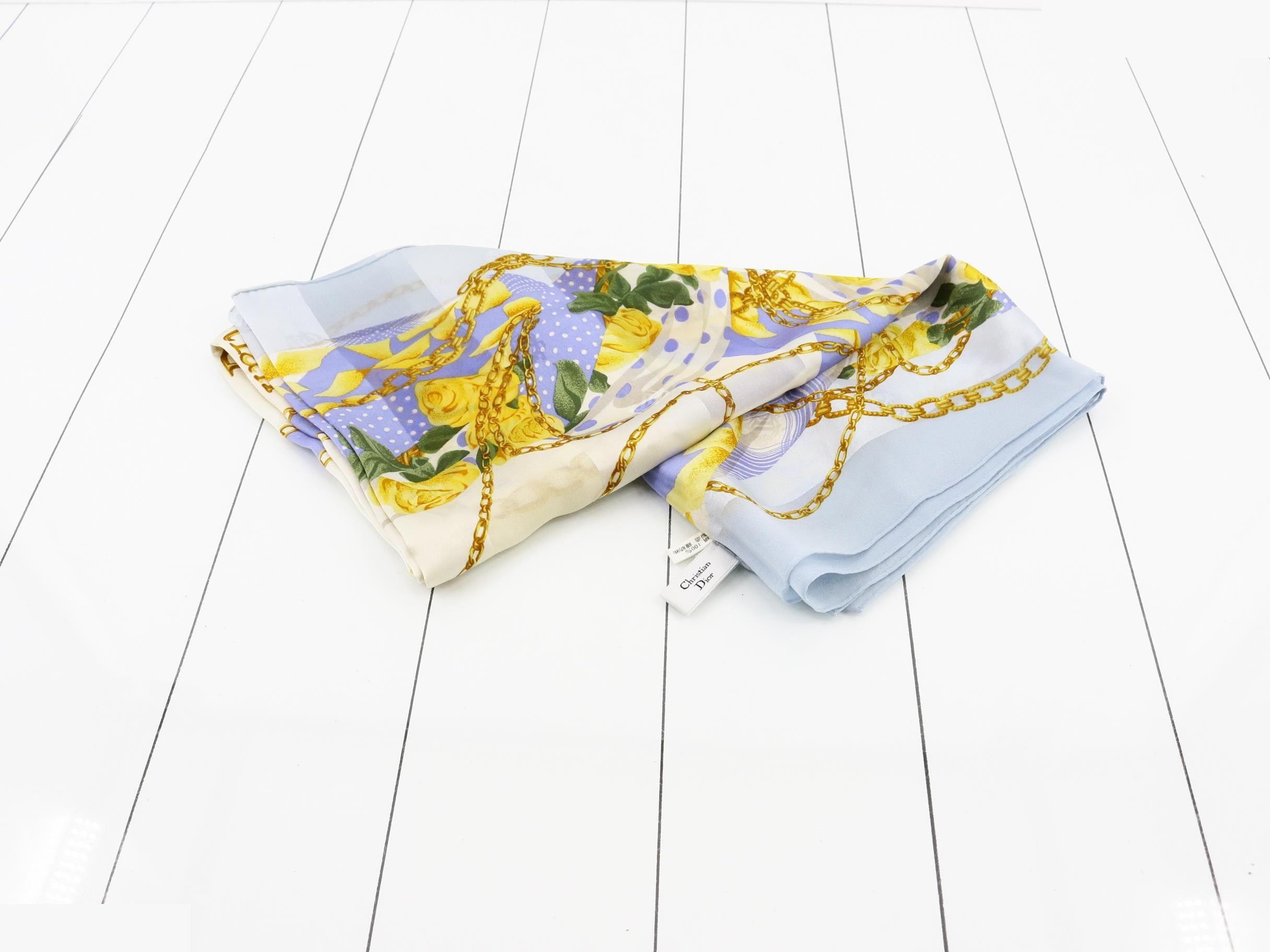 large scarf, light blue, silk — view 2