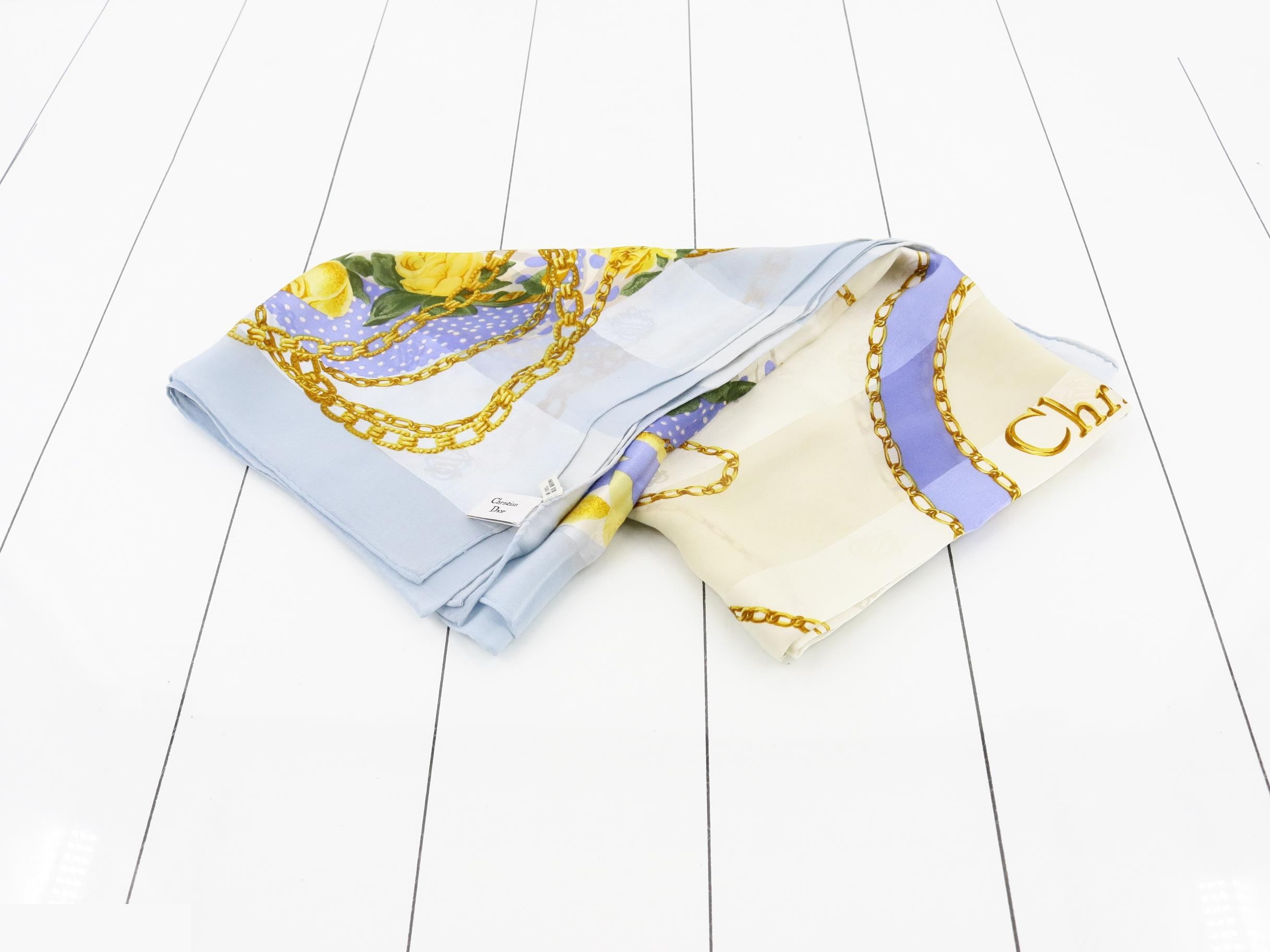 large scarf, light blue, silk — view 3