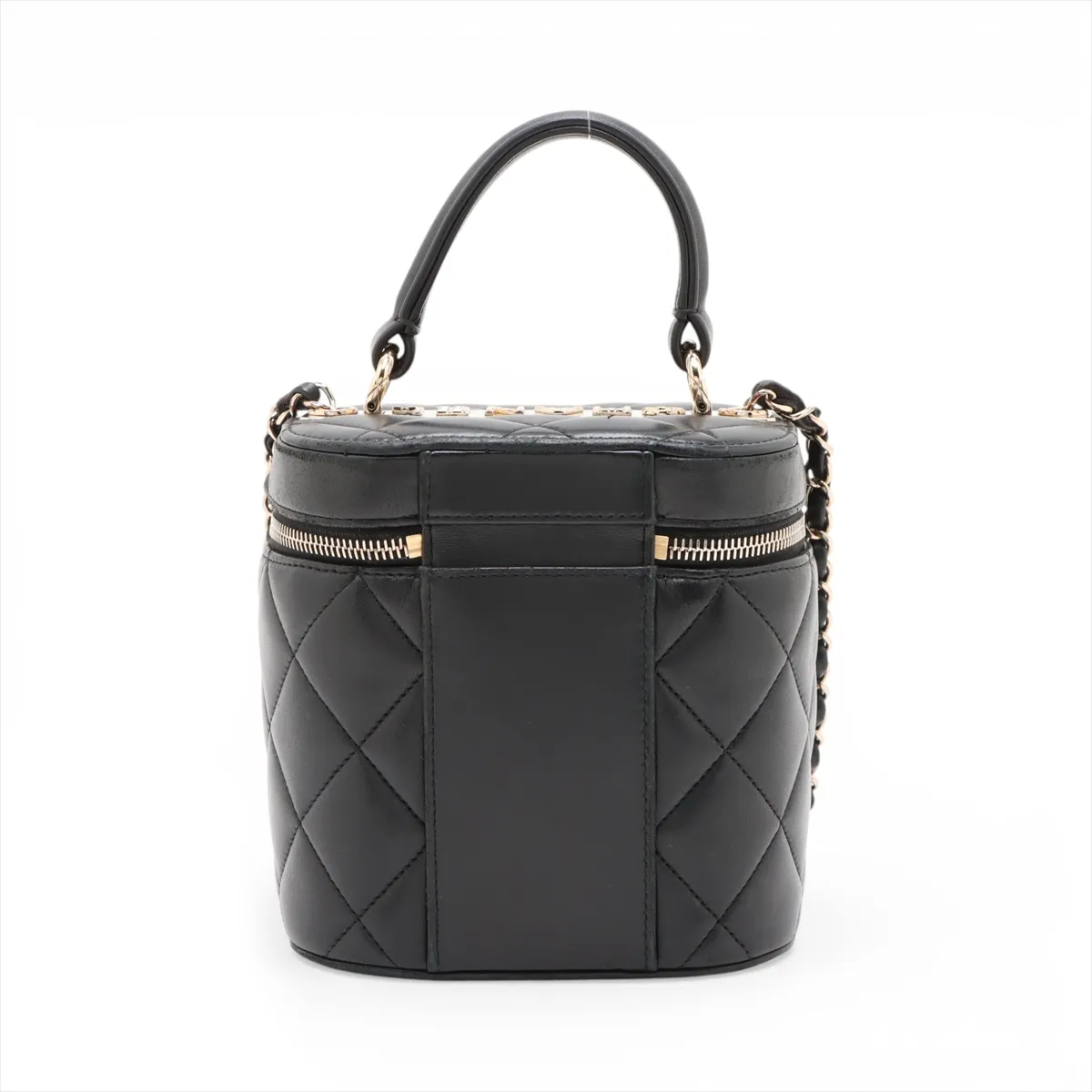 Matelassé Lambskin 2-Way Shoulder Bag, Black with Gold Hardware, A40HA13E, Random Plate, AS1626 — view 2