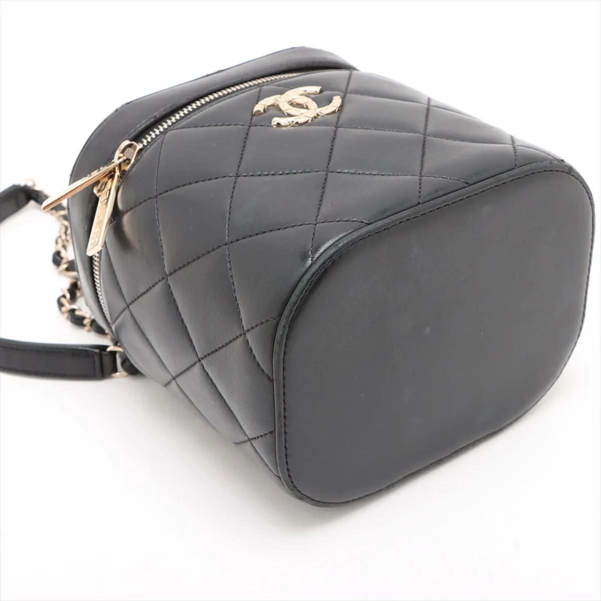 Matelassé Lambskin 2-Way Shoulder Bag, Black with Gold Hardware, A40HA13E, Random Plate, AS1626 — view 4