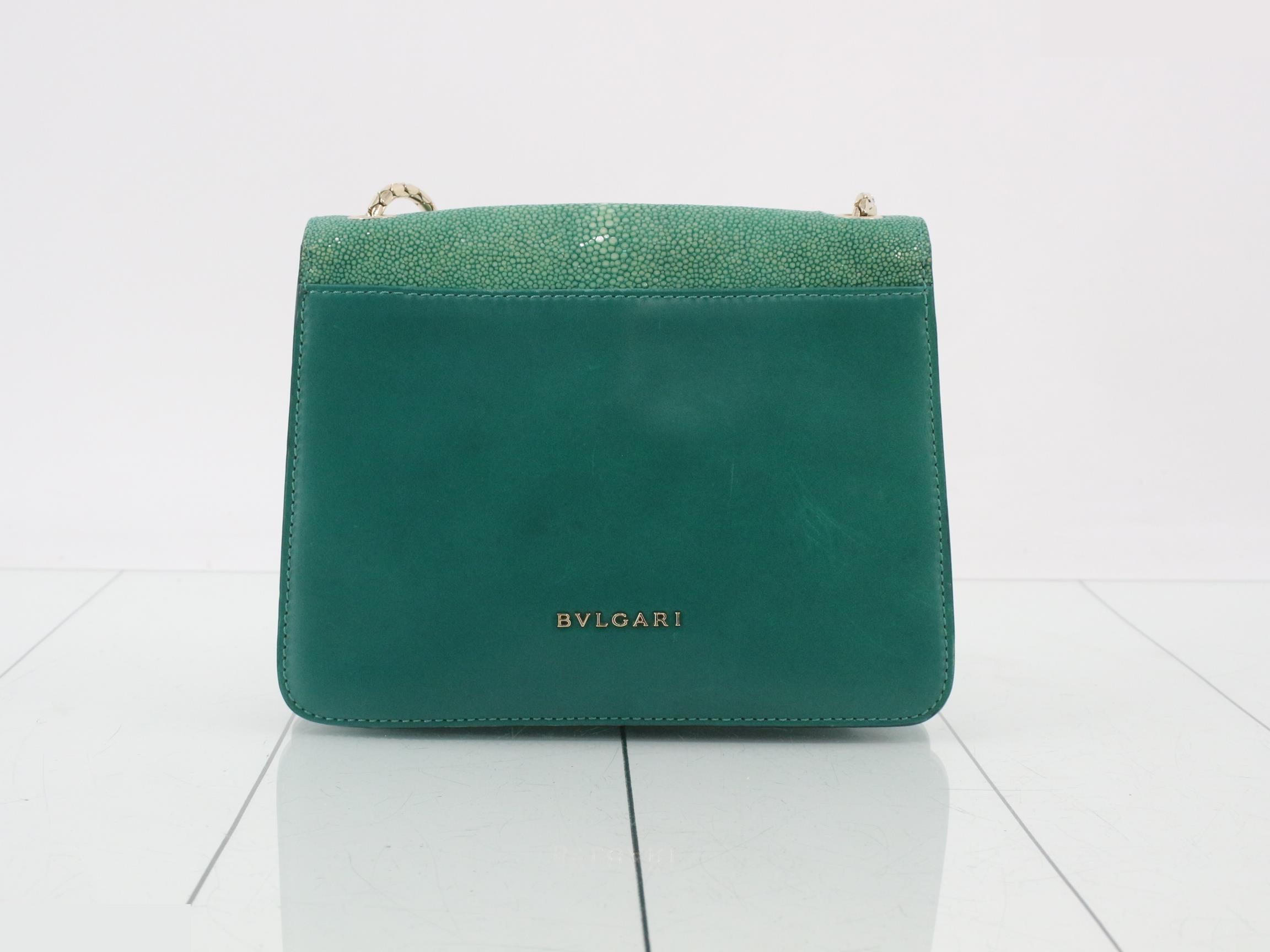 Serpenti Forever Chain Shoulder Bag, Green — view 2