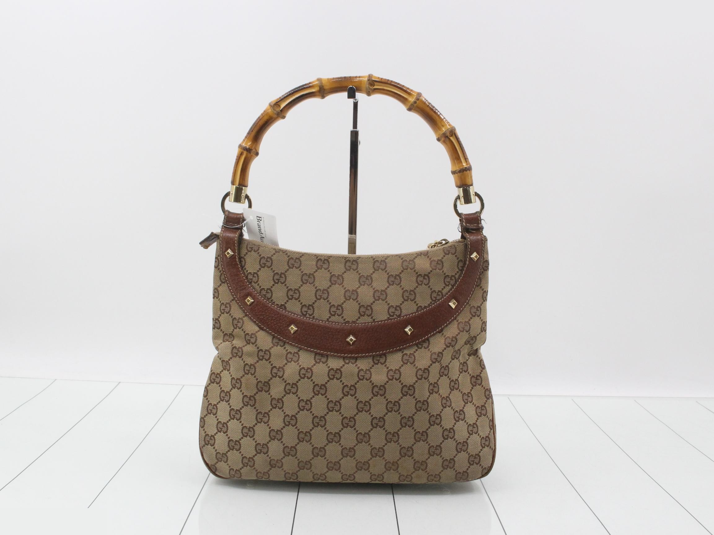 Bamboo GG Canvas Studded One-Shoulder Bag — view 2