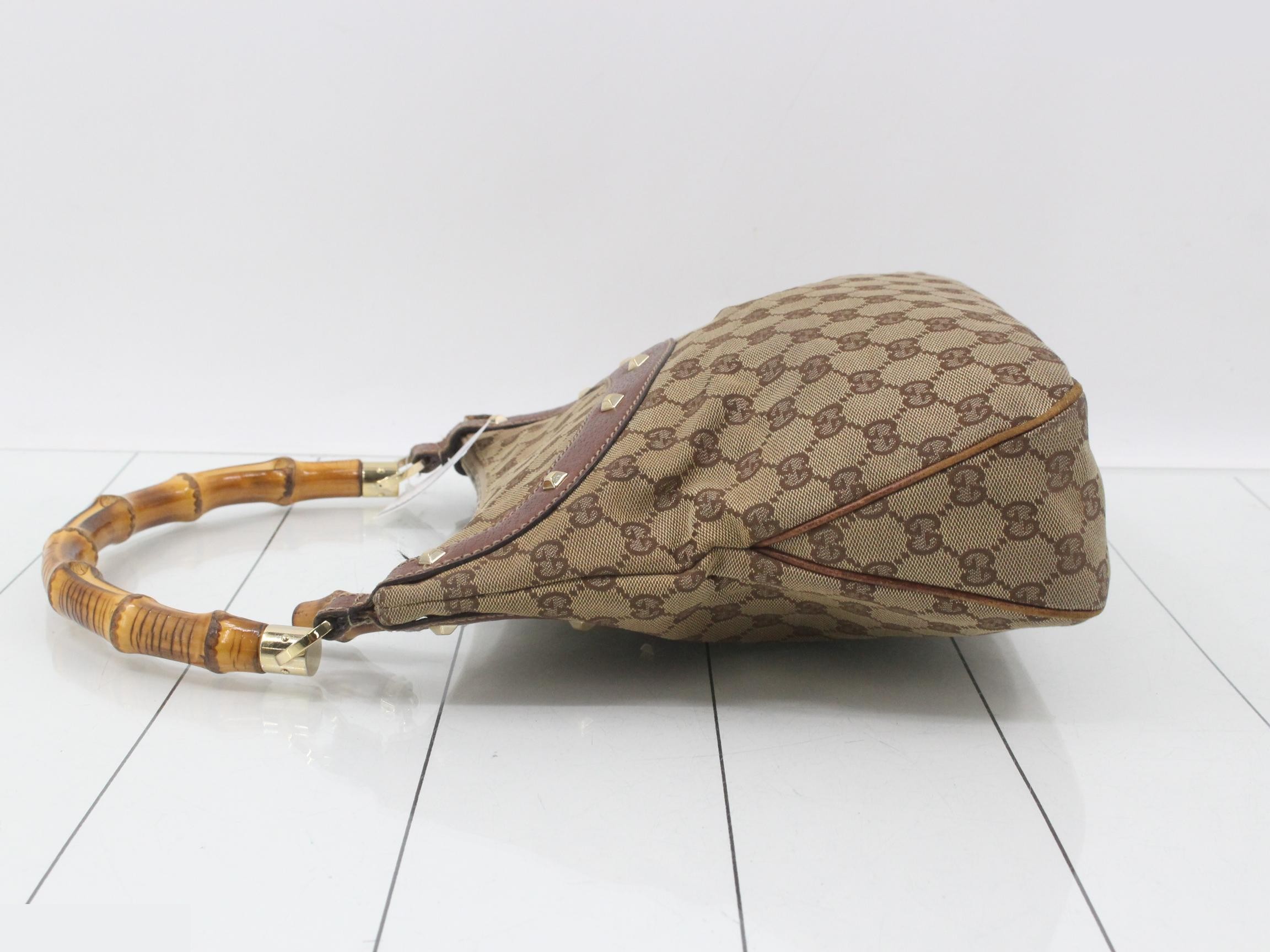 Bamboo GG Canvas Studded One-Shoulder Bag — view 4
