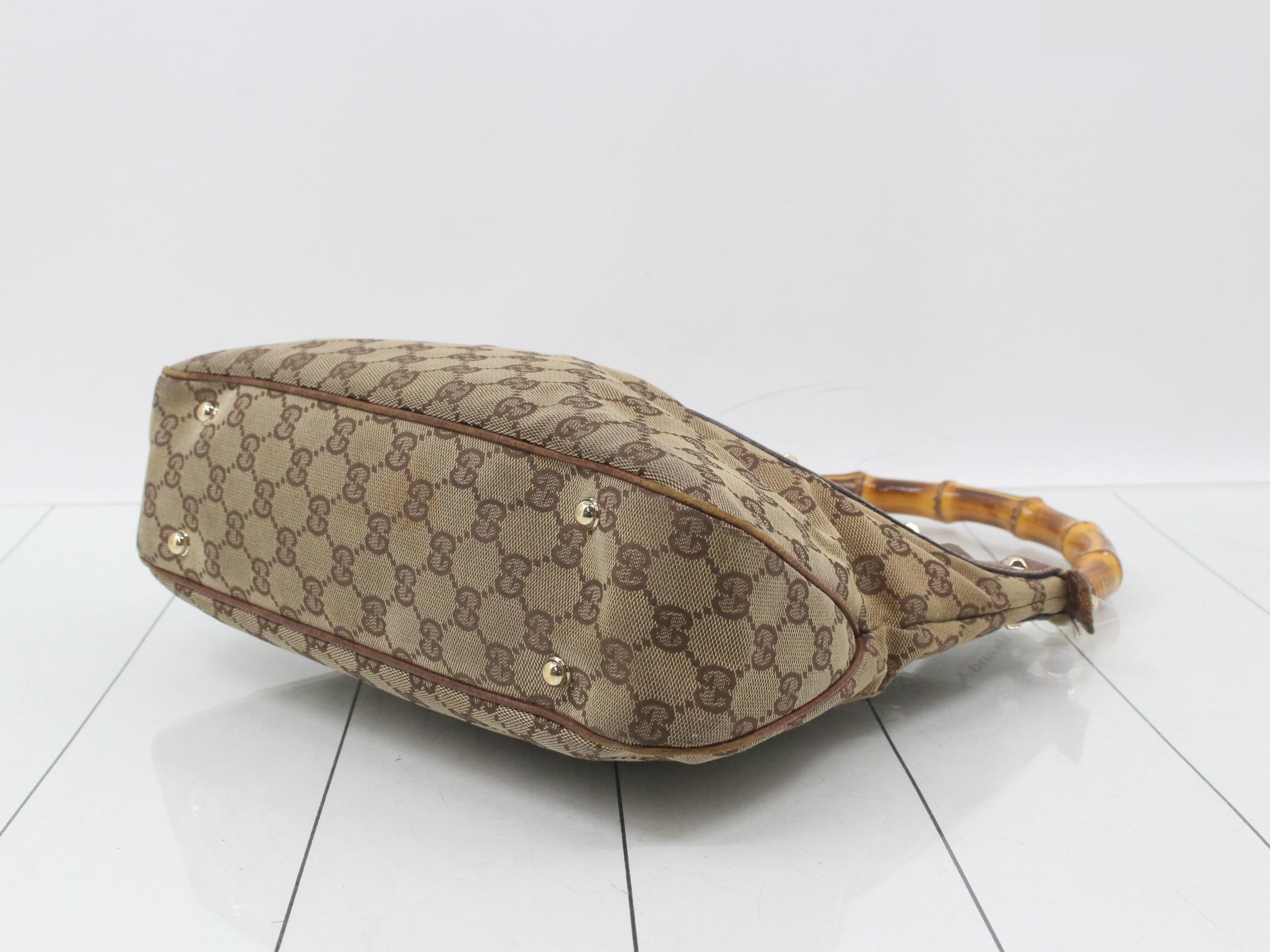 Bamboo GG Canvas Studded One-Shoulder Bag — view 6