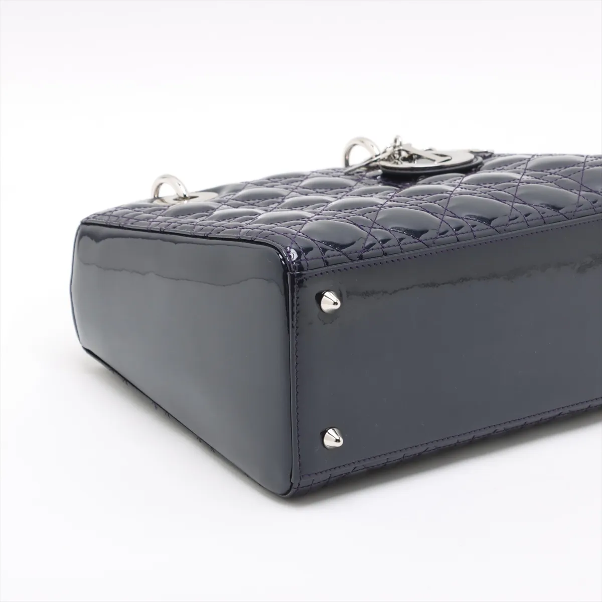 Cannage Lady Dior Patent Leather 2WAY Handbag Navy — view 4