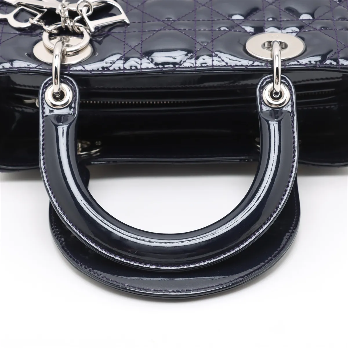 Cannage Lady Dior Patent Leather 2WAY Handbag Navy — view 5