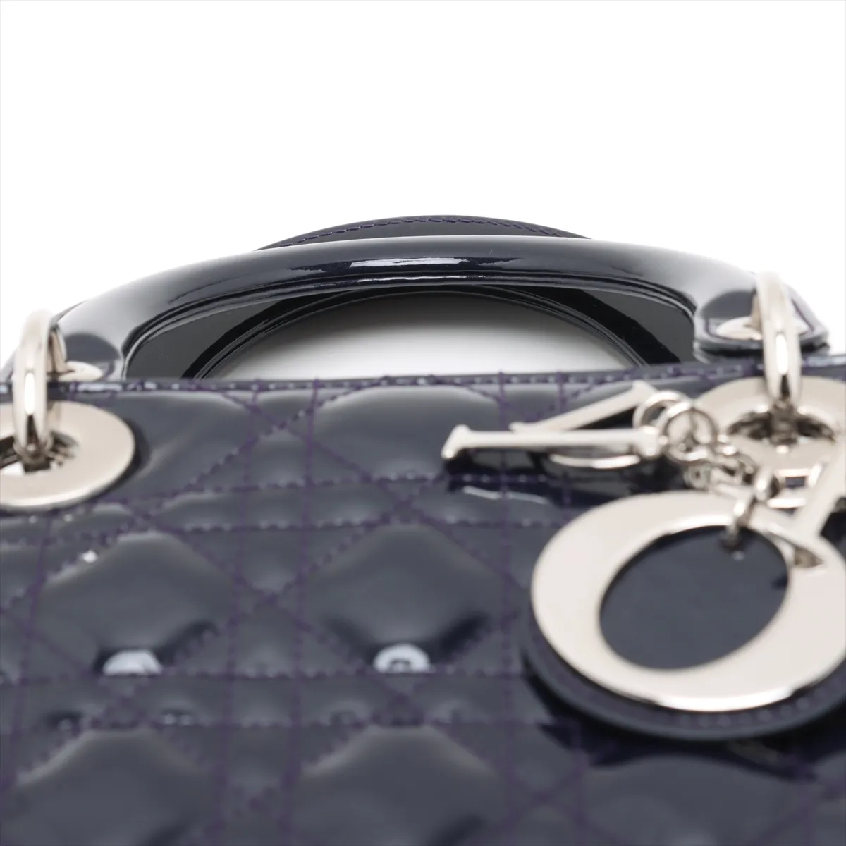 Cannage Lady Dior Patent Leather 2WAY Handbag Navy — view 6