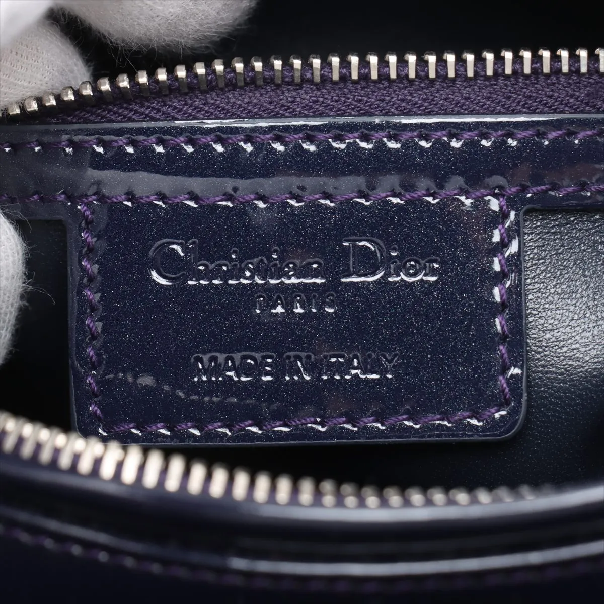 Cannage Lady Dior Patent Leather 2WAY Handbag Navy — view 10