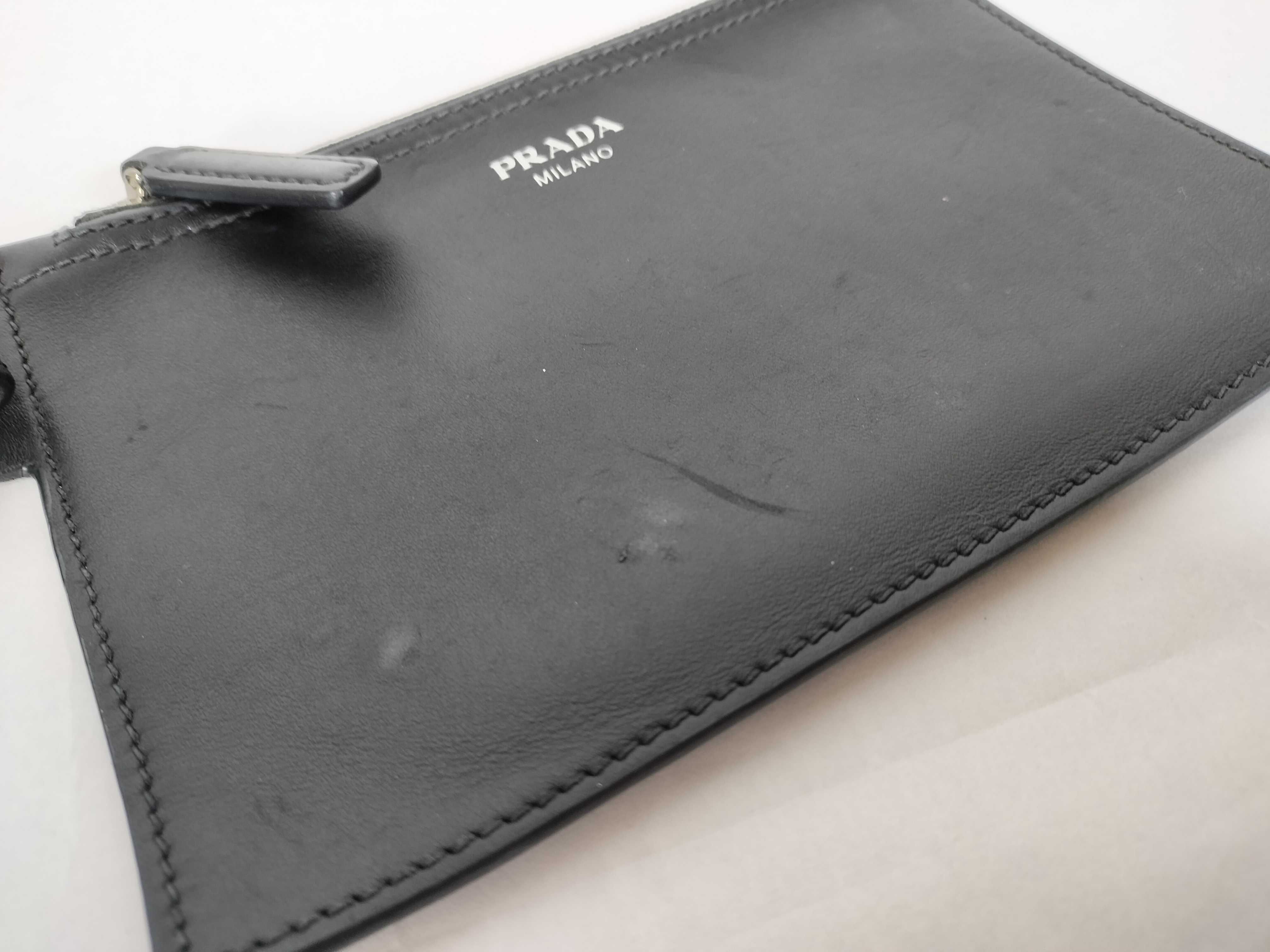 tote bag, leather, black, with logo and pouch. — view 11