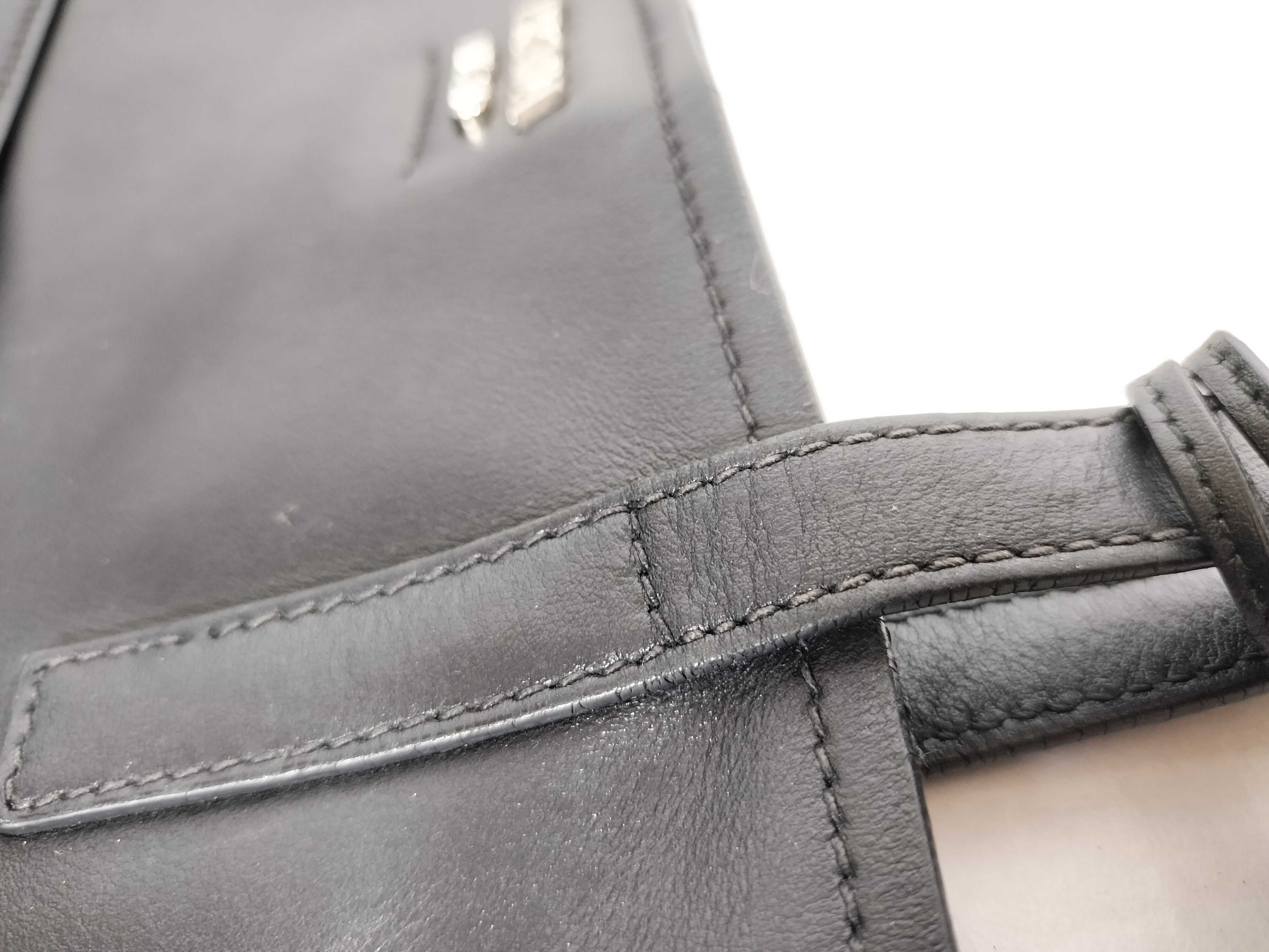 tote bag, leather, black, with logo and pouch. — view 4
