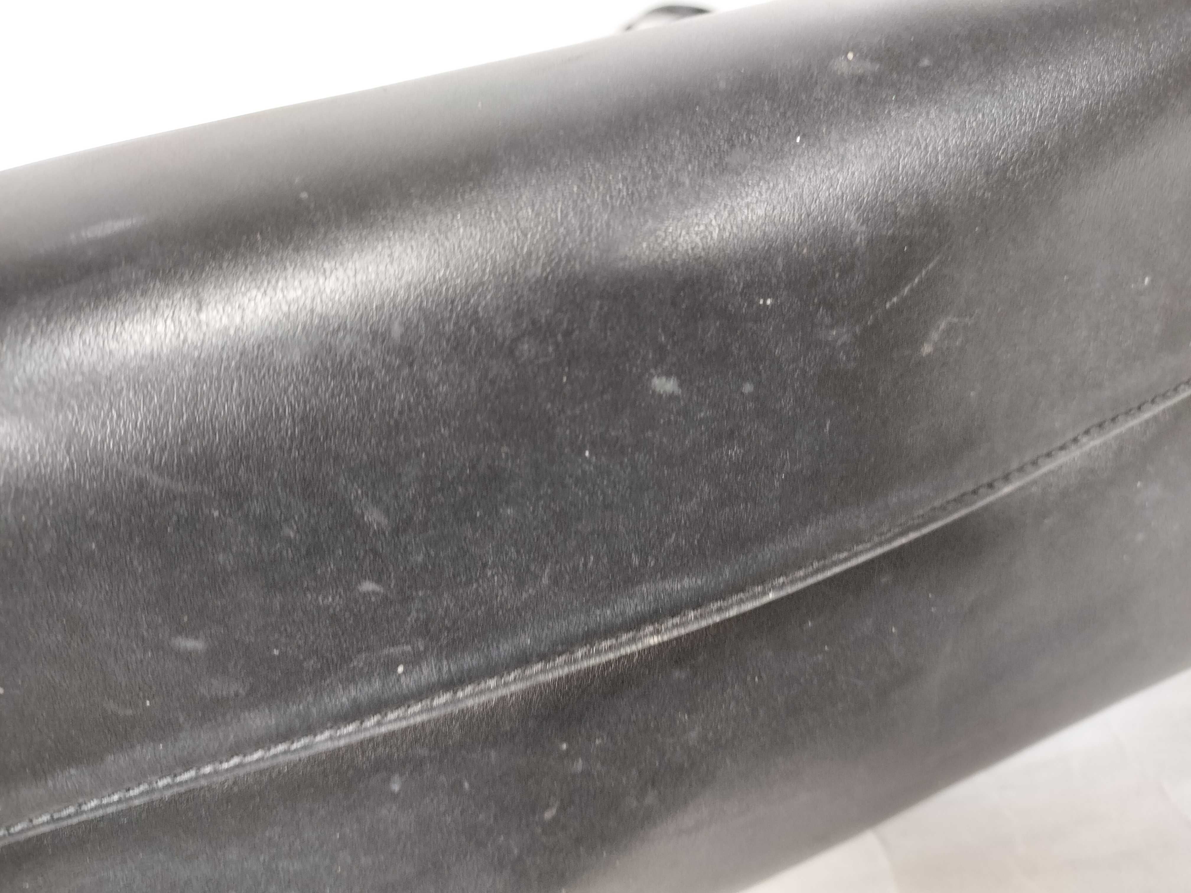 tote bag, leather, black, with logo and pouch. — view 7