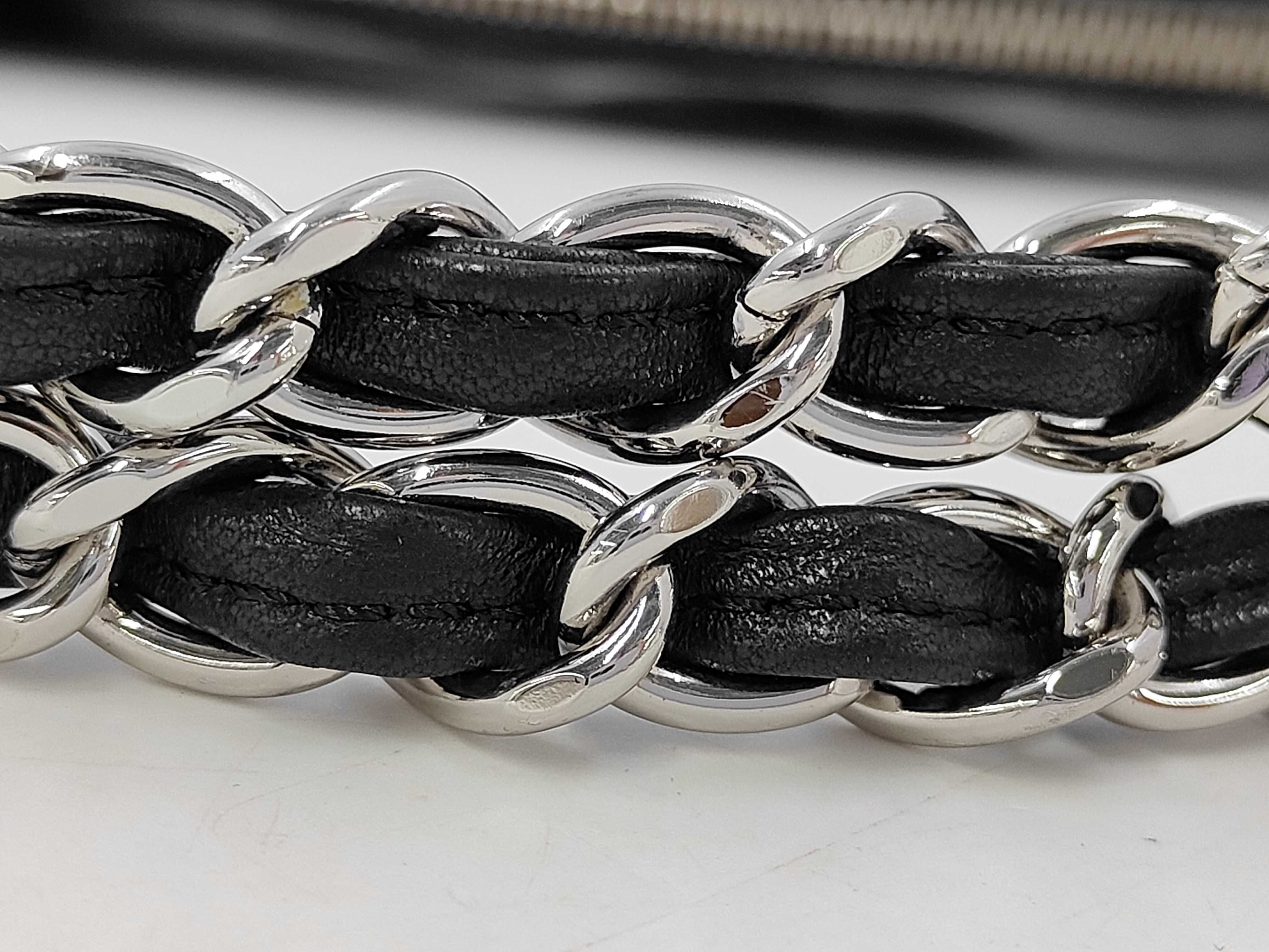 Chain Tote Bag, Black and Silver Shoulder Bag — view 6