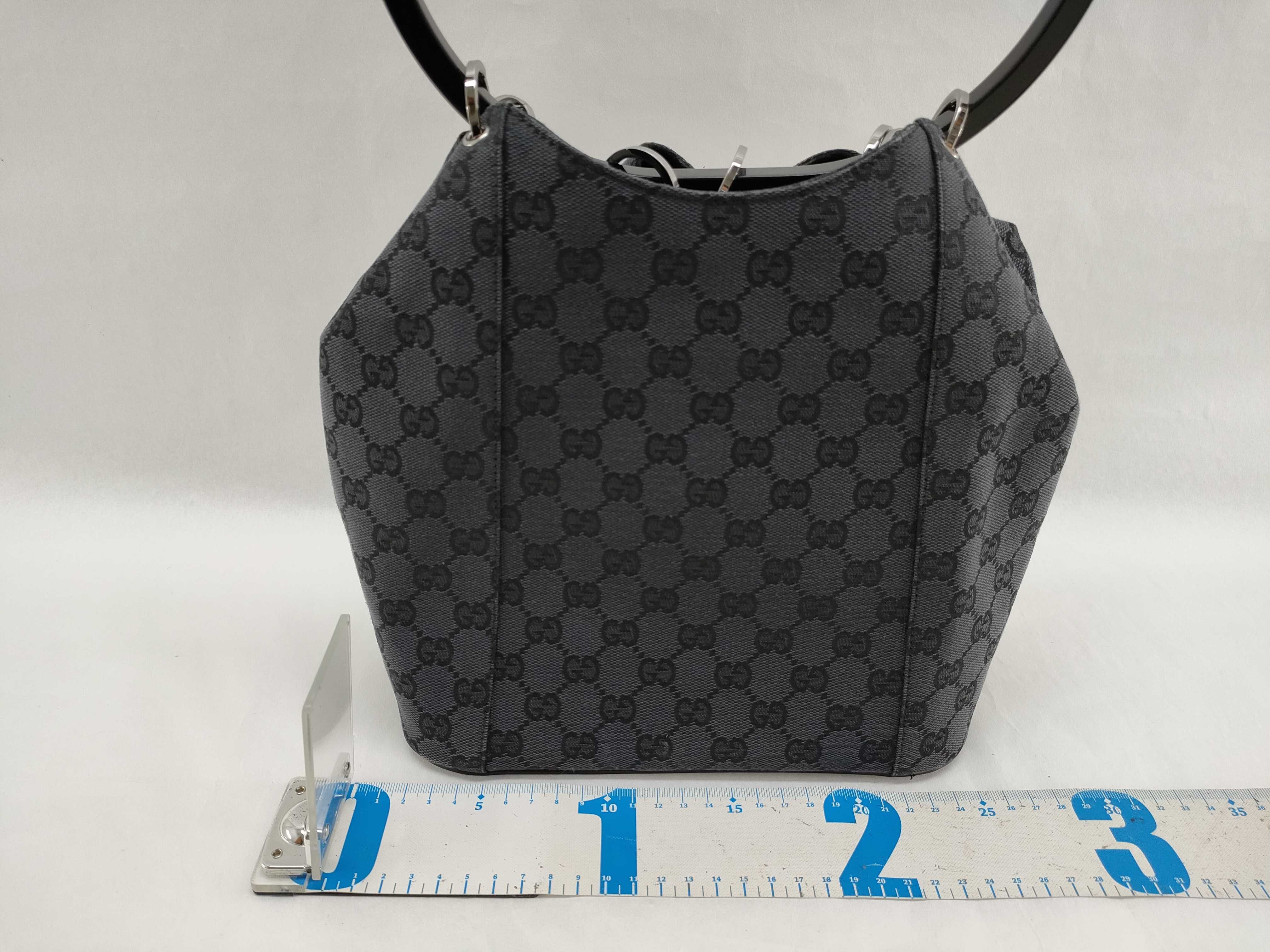 GG Canvas Handbag, Black, Plastic Handle — view 2