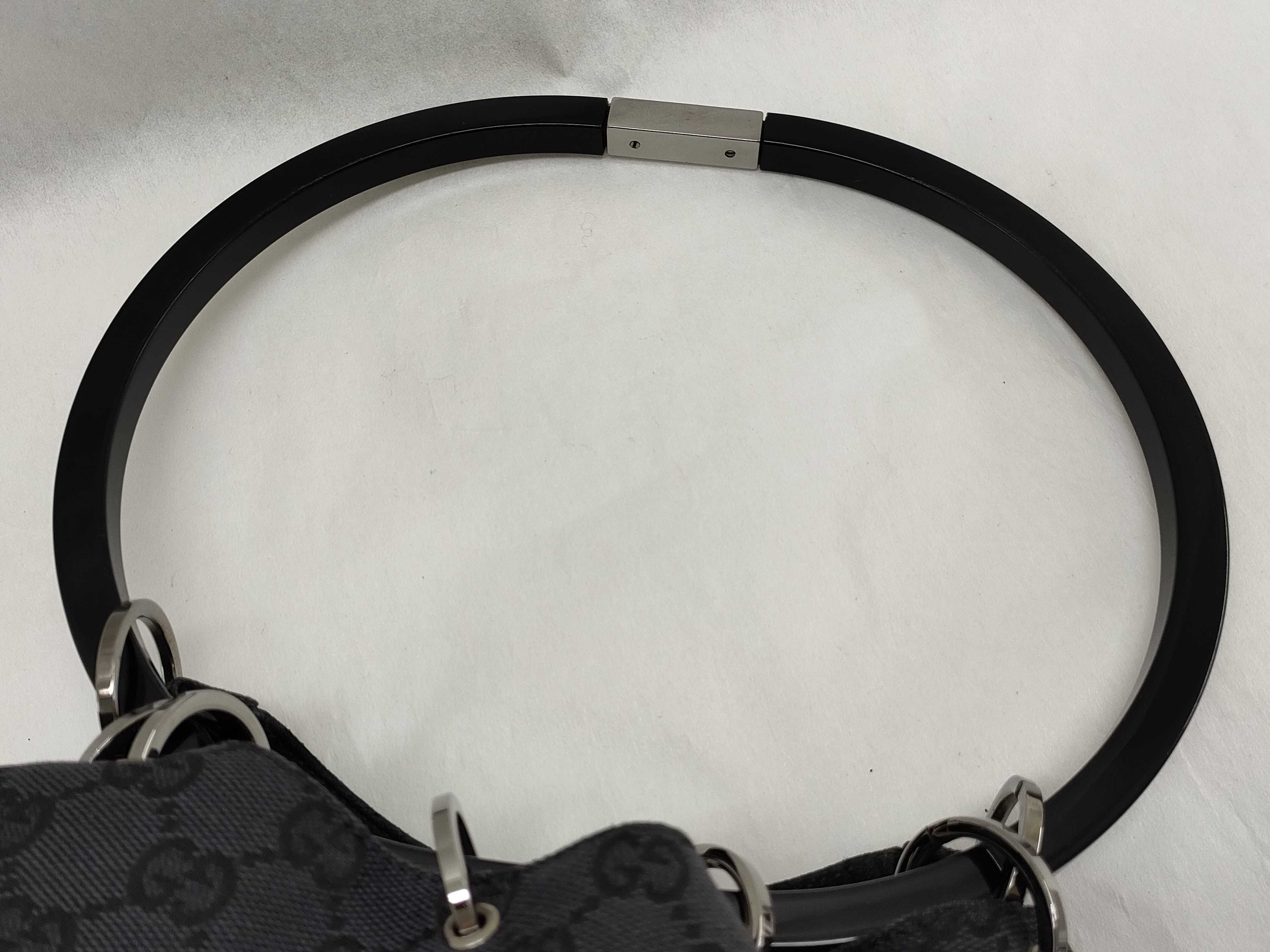 GG Canvas Handbag, Black, Plastic Handle — view 3