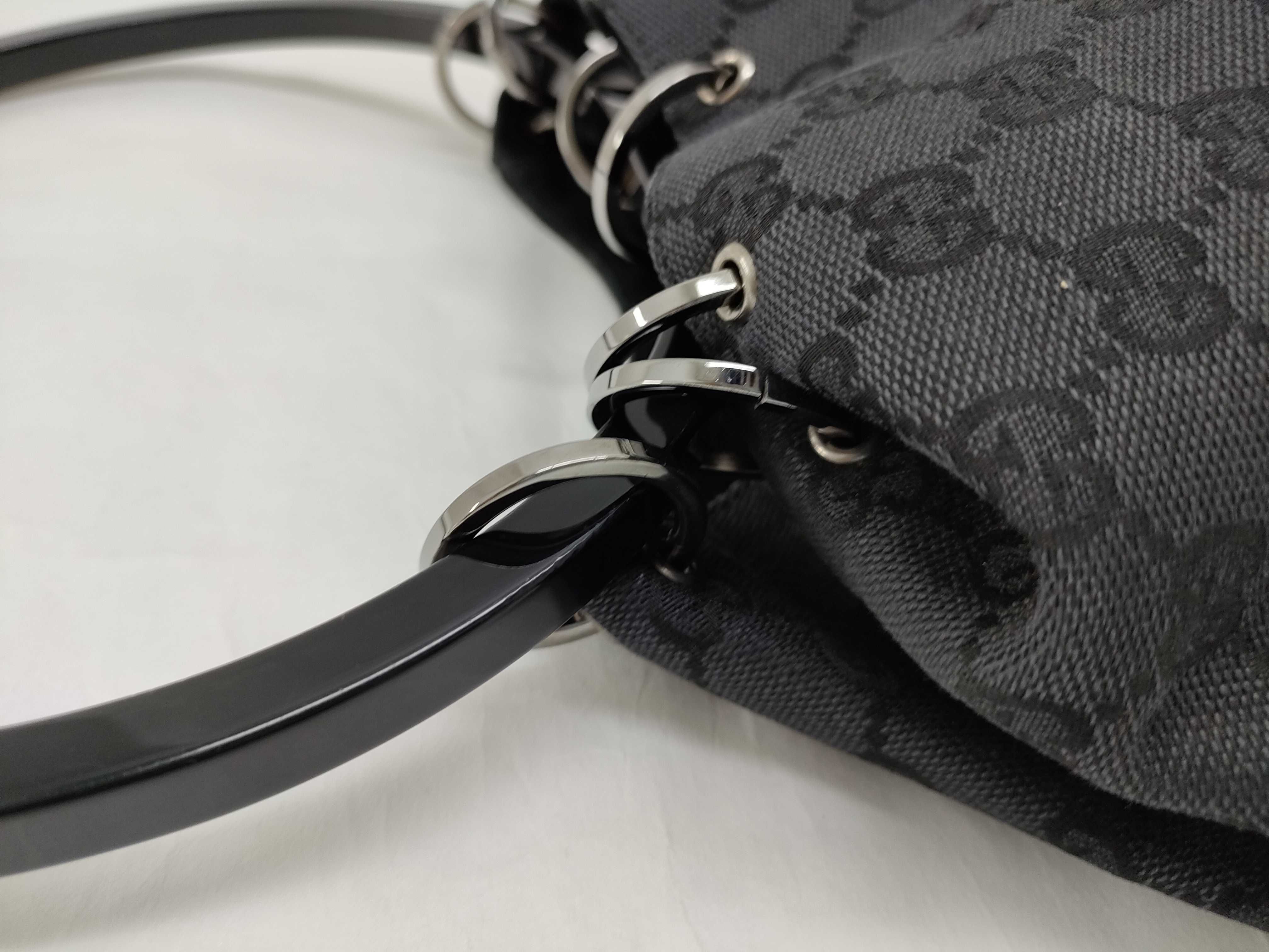 GG Canvas Handbag, Black, Plastic Handle — view 5