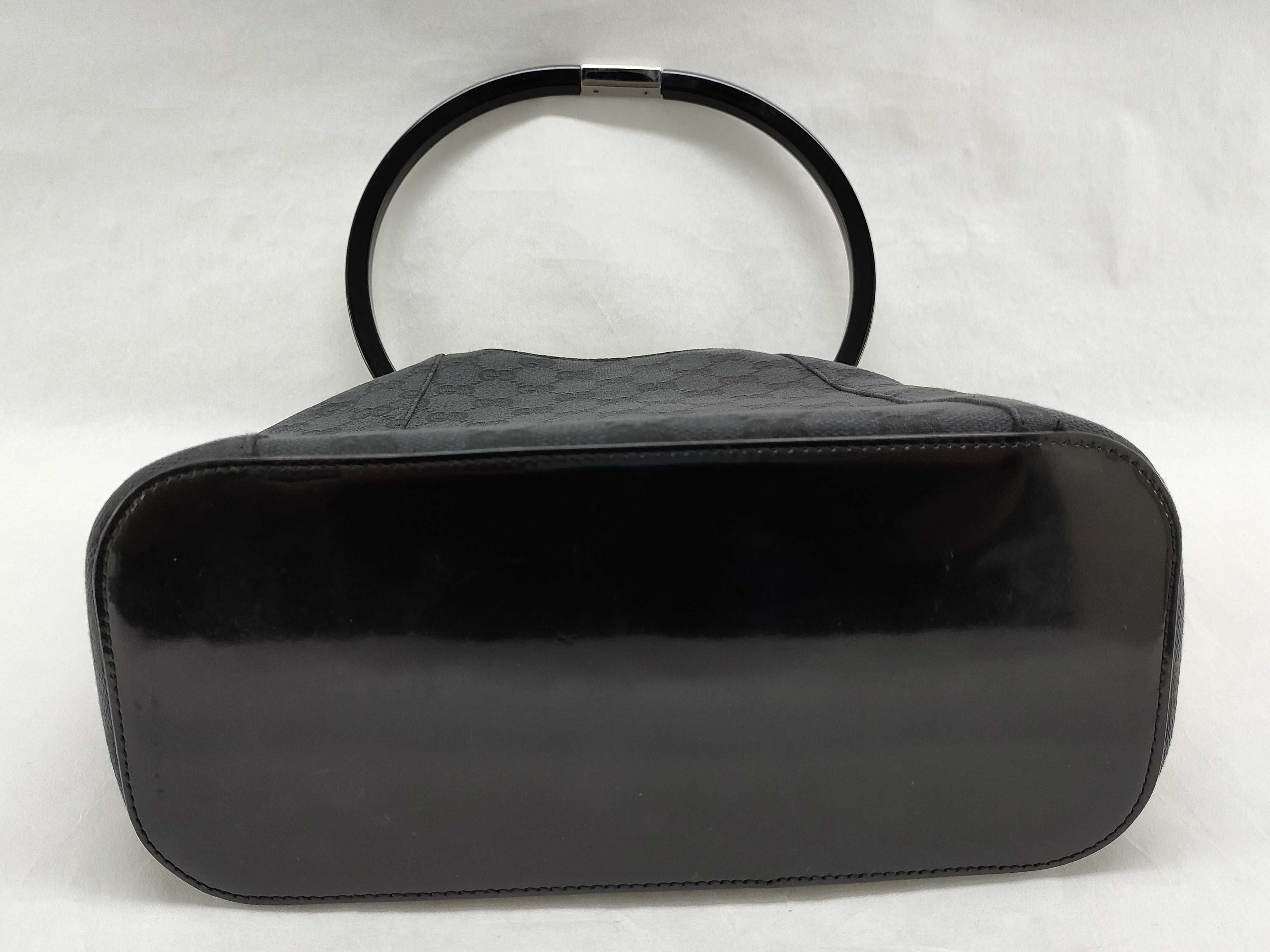 GG Canvas Handbag, Black, Plastic Handle — view 7