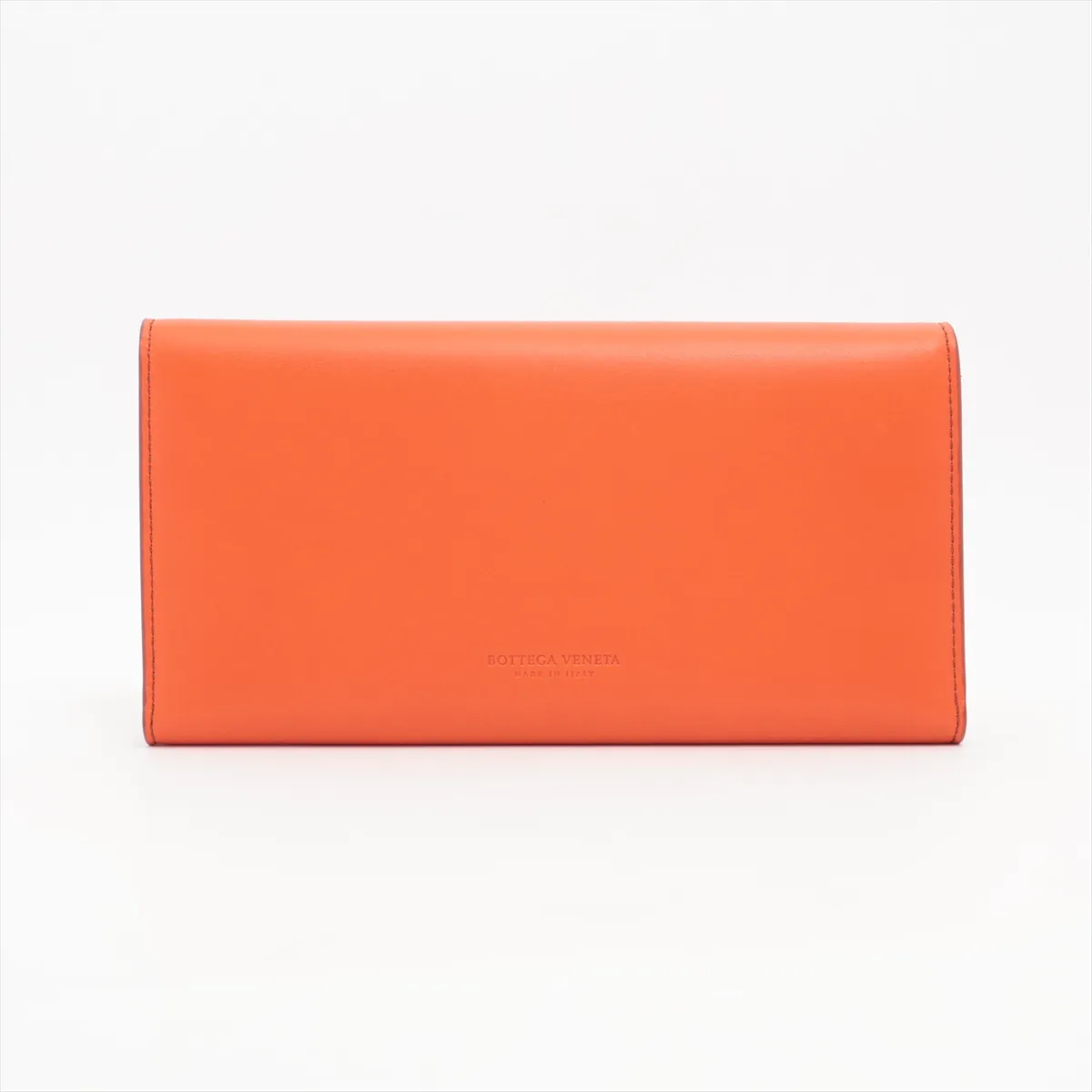 Leather Long Wallet, Orange — view 2