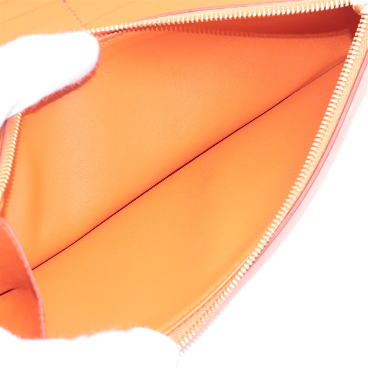 Leather Long Wallet, Orange — view 6