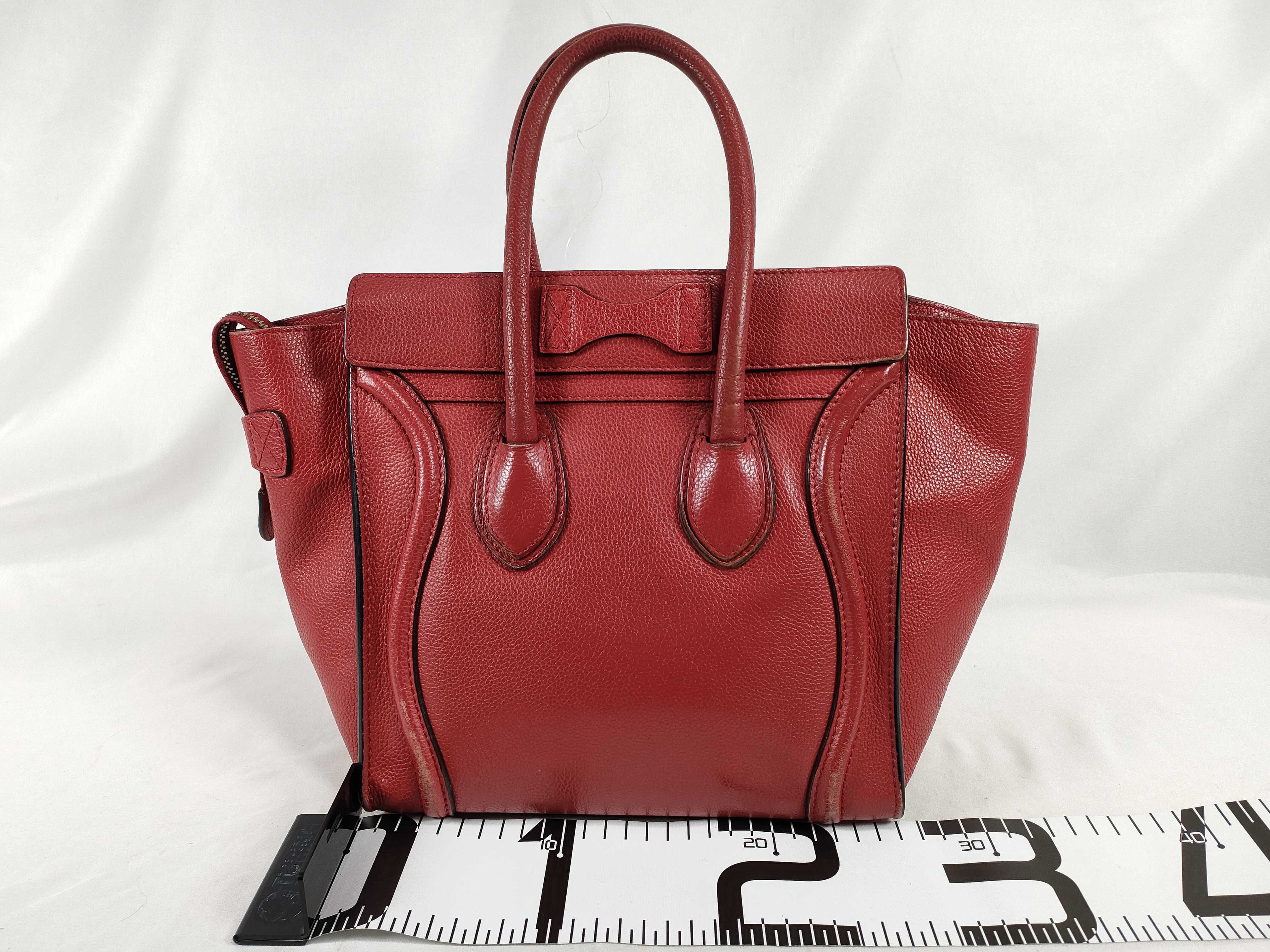 Micro Shopper Tote Bag, Leather, Red, Handbag — view 2